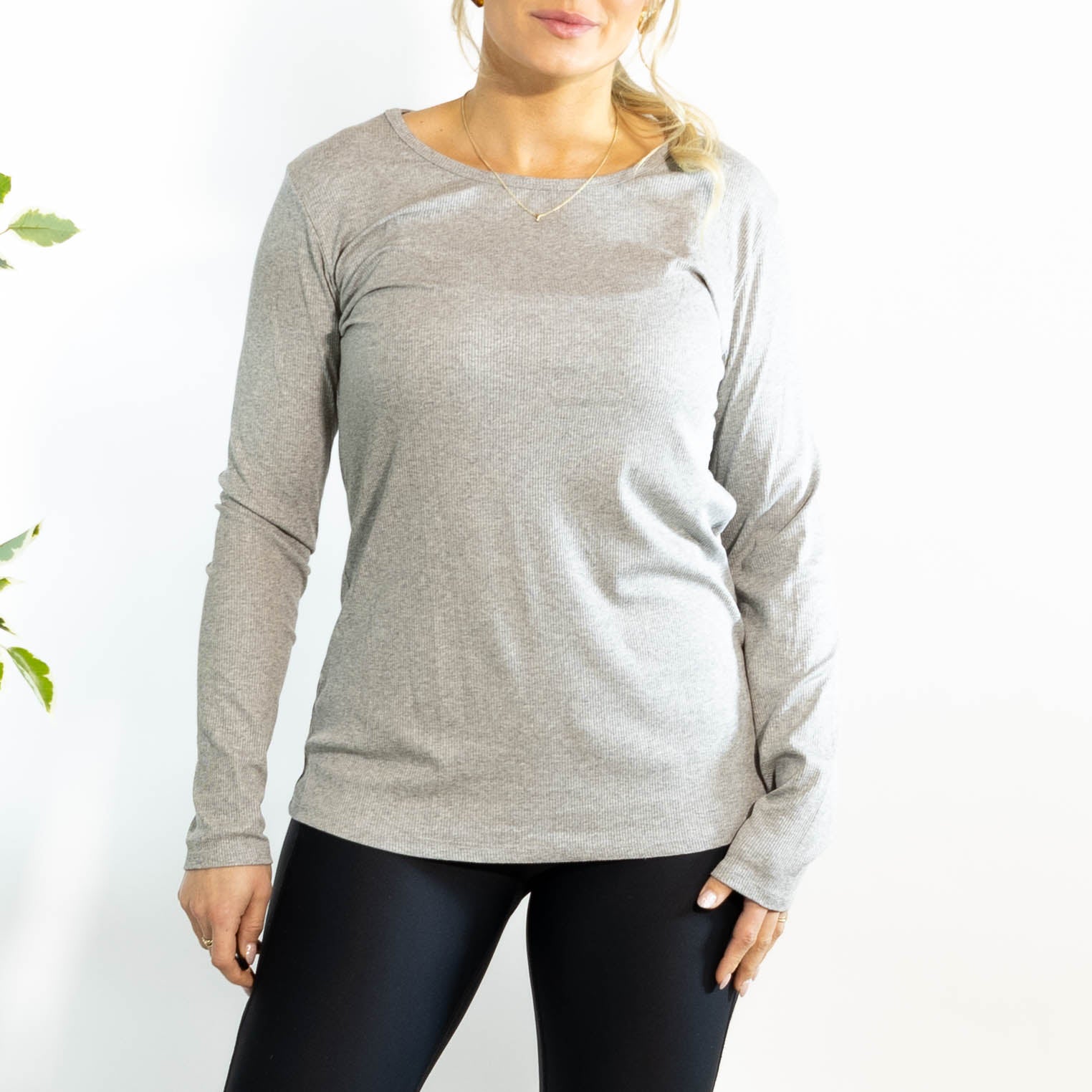 Monica langærmet t-shirt, Grå