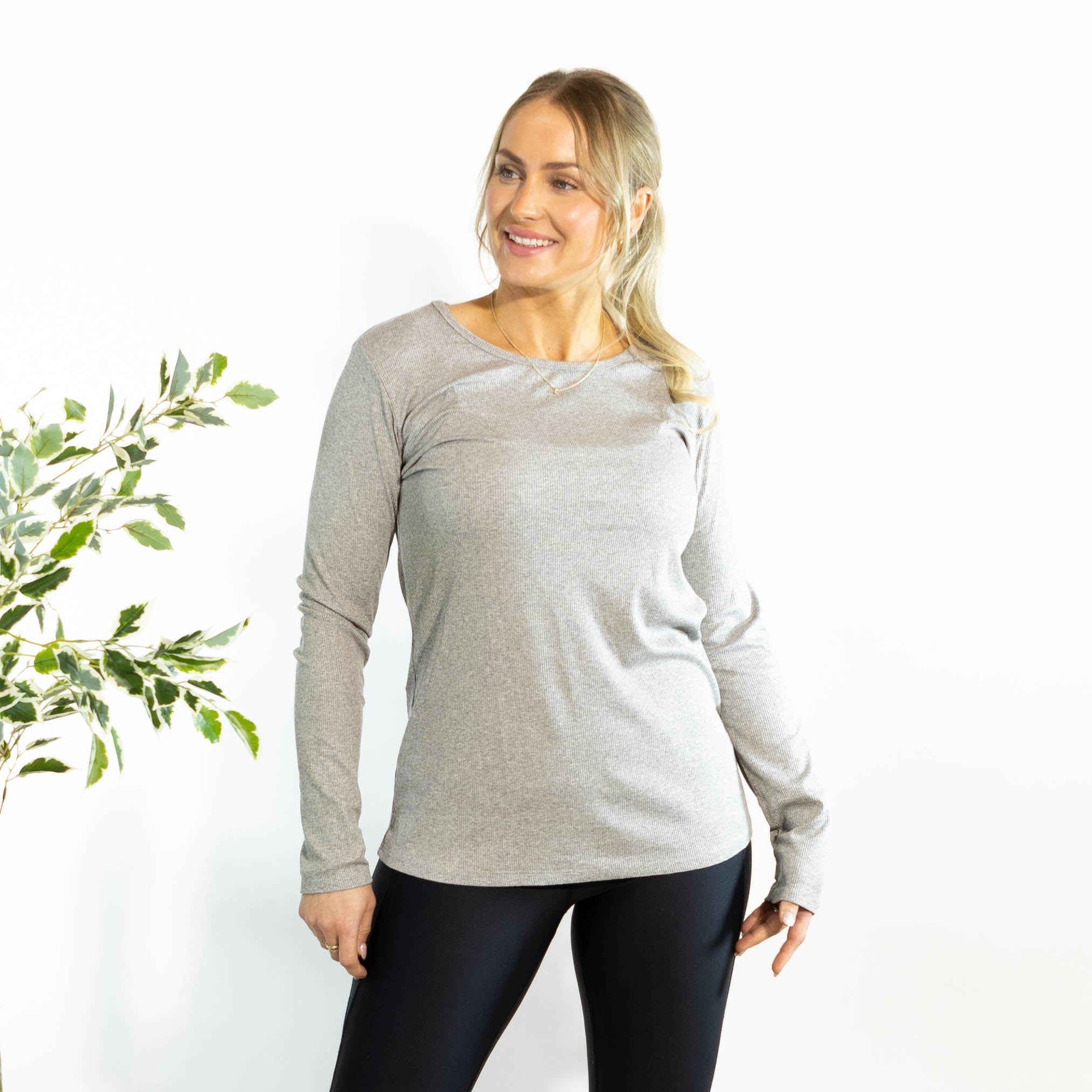 Monica langærmet t-shirt, Grå