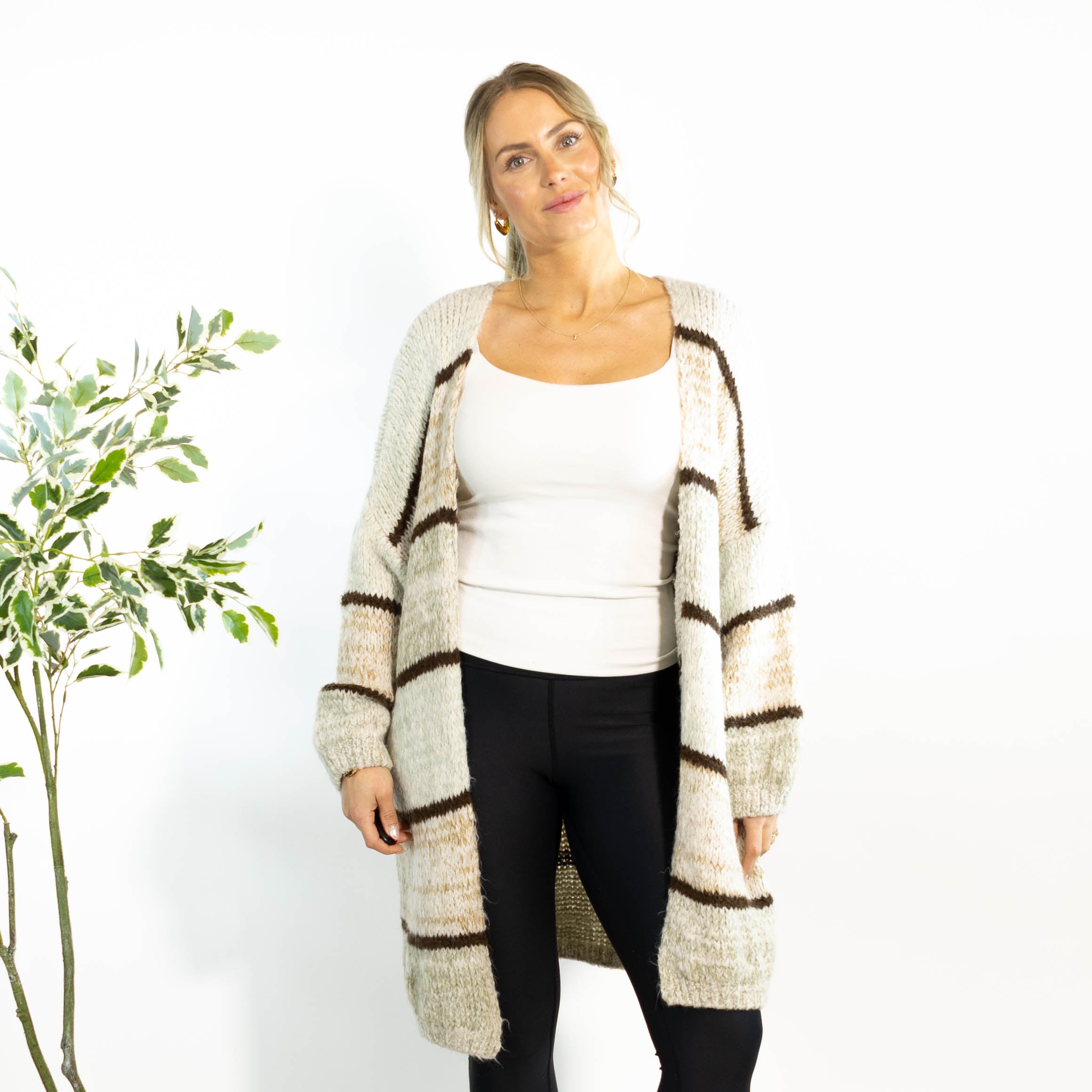 Annette strikcardigan, Taupe