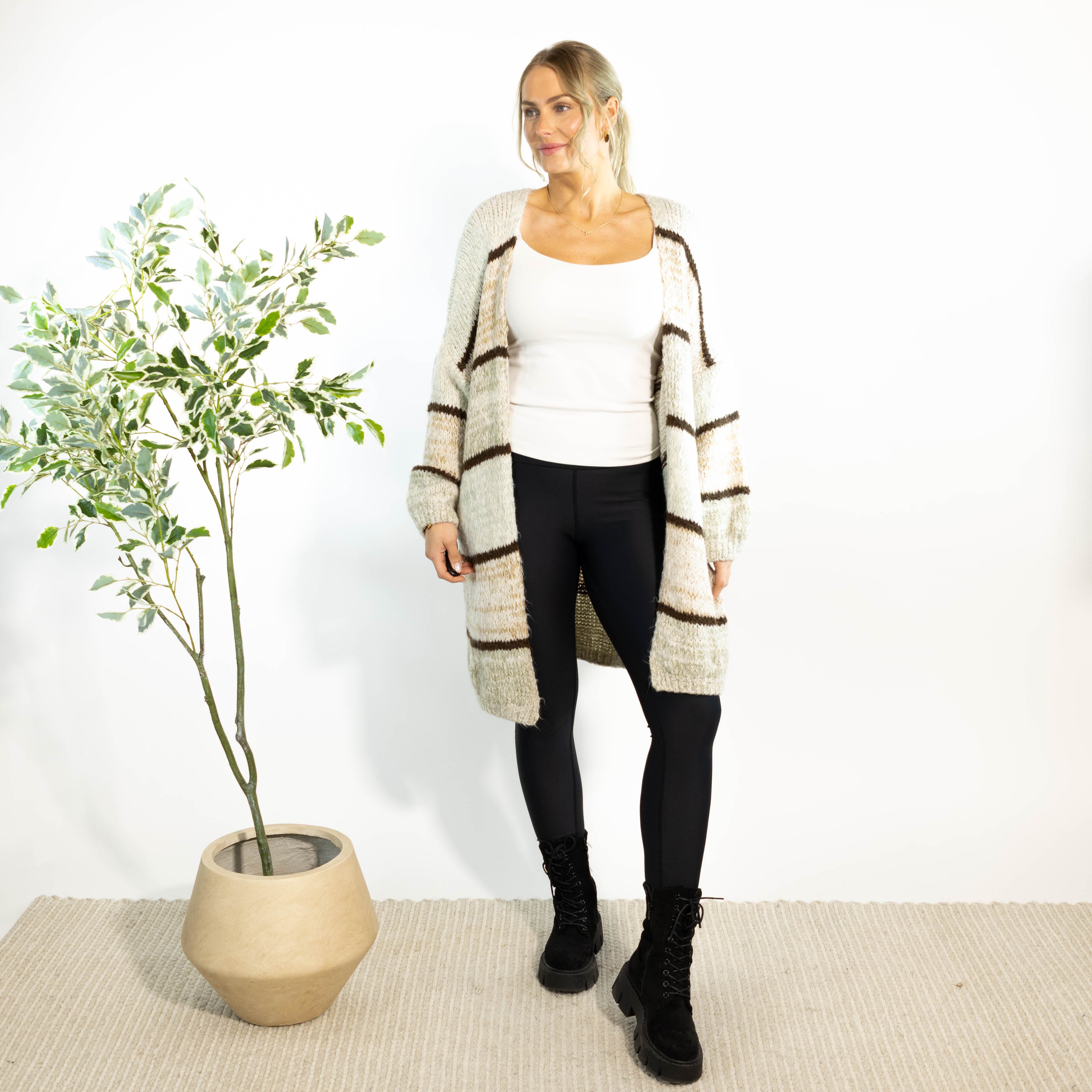 Annette strikcardigan, Taupe