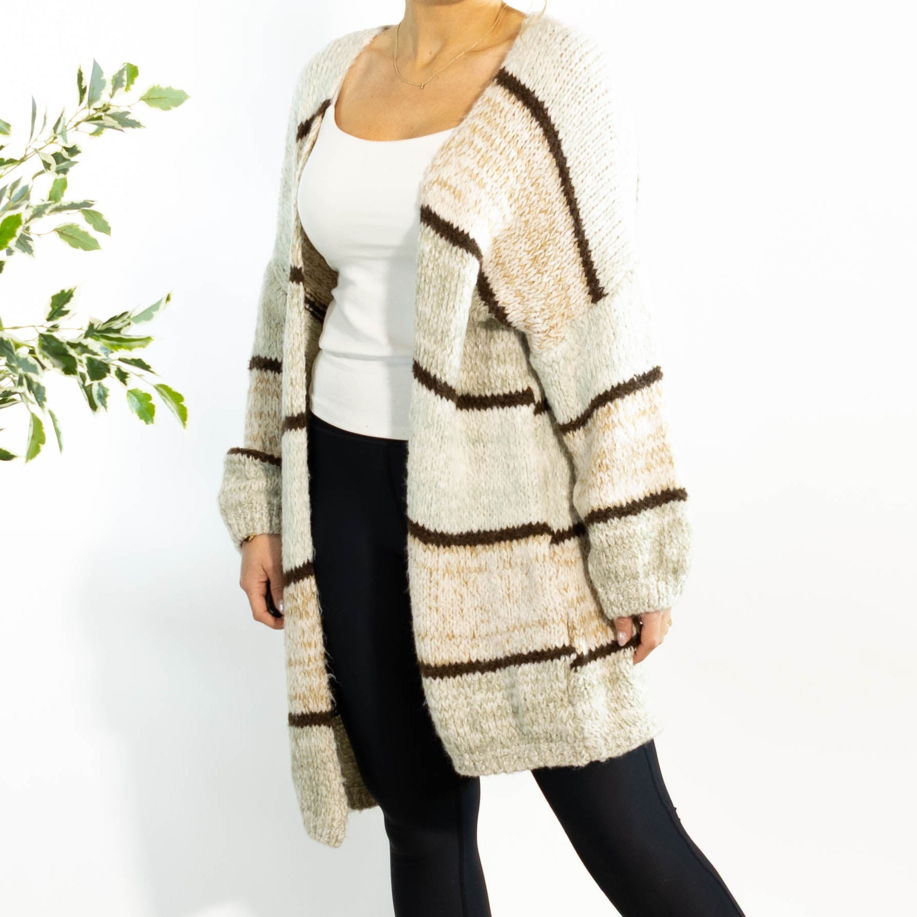 Annette strikcardigan, Taupe