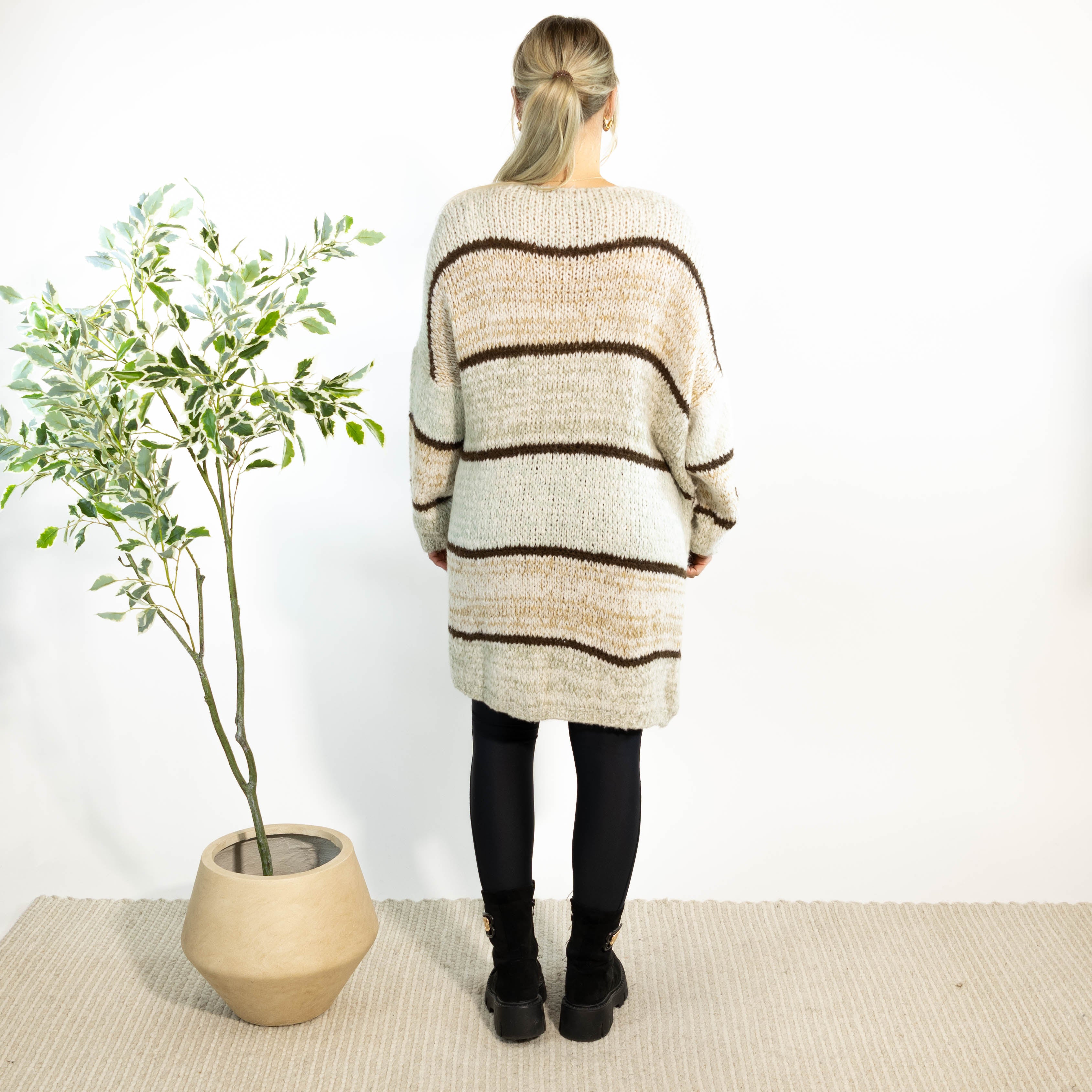 Annette strikcardigan, Taupe