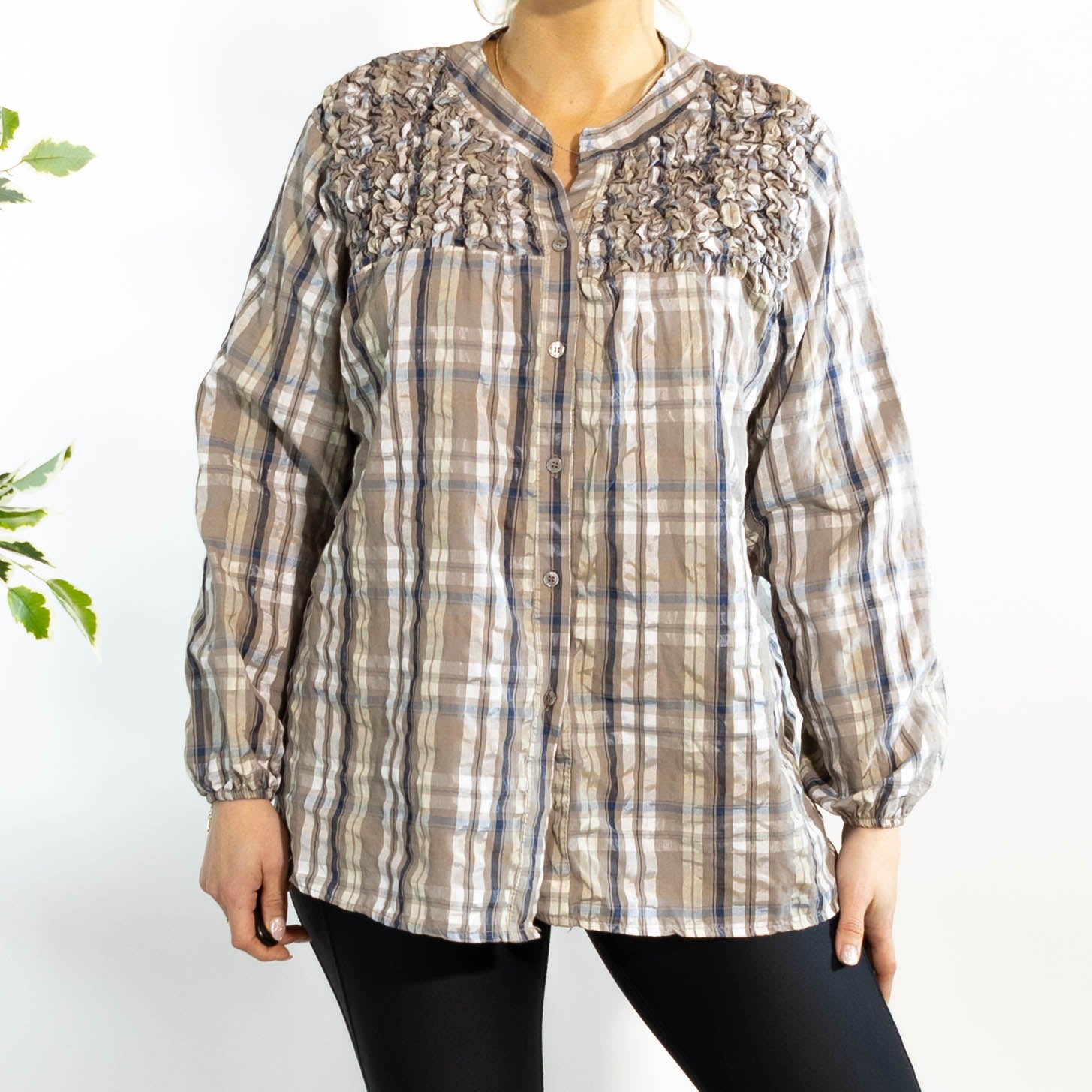 Gertrud ternet bluse, Taupe