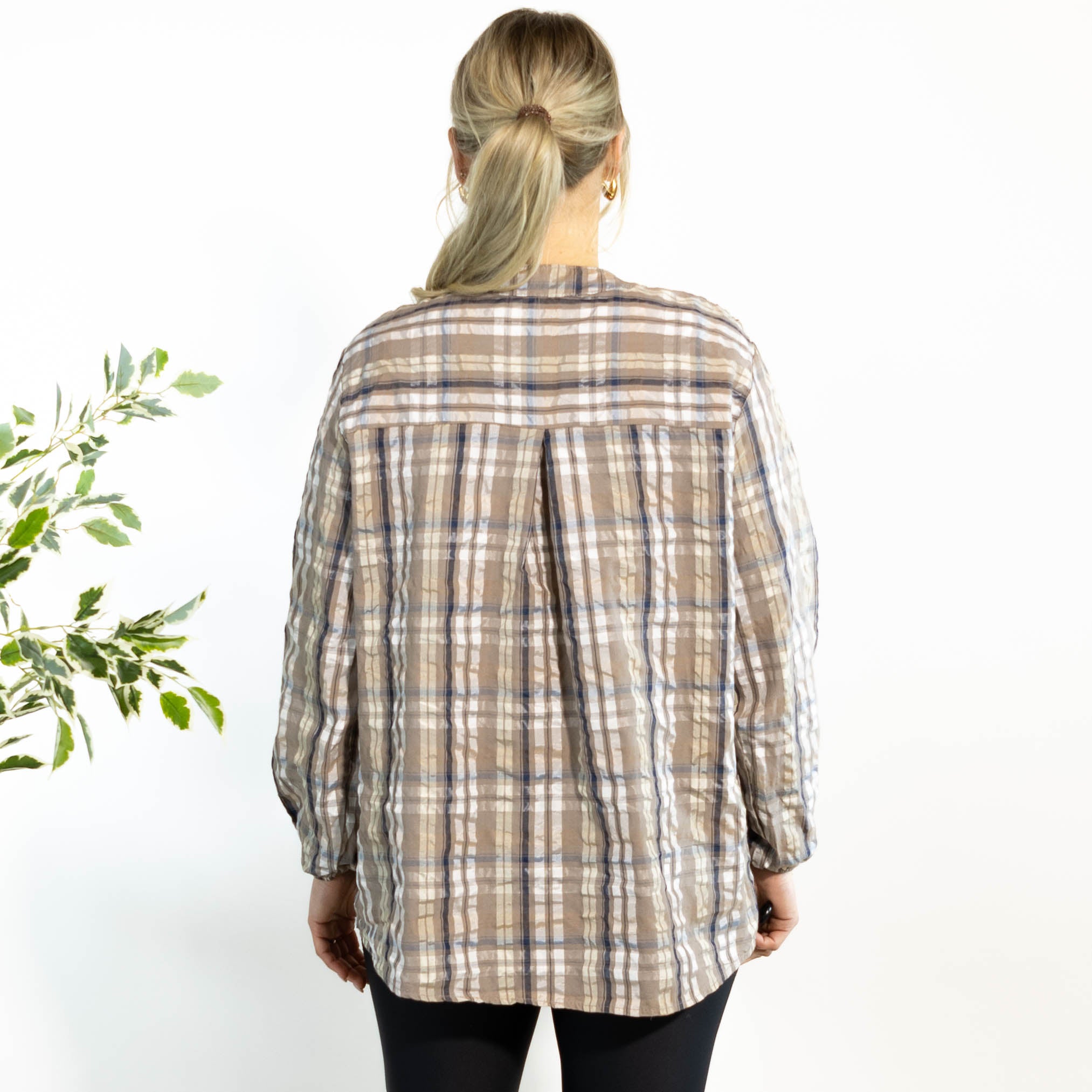 Gertrud ternet bluse, Taupe