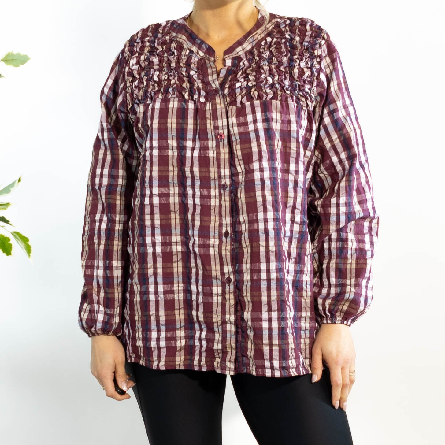 Gertrud ternet bluse, Bordeaux