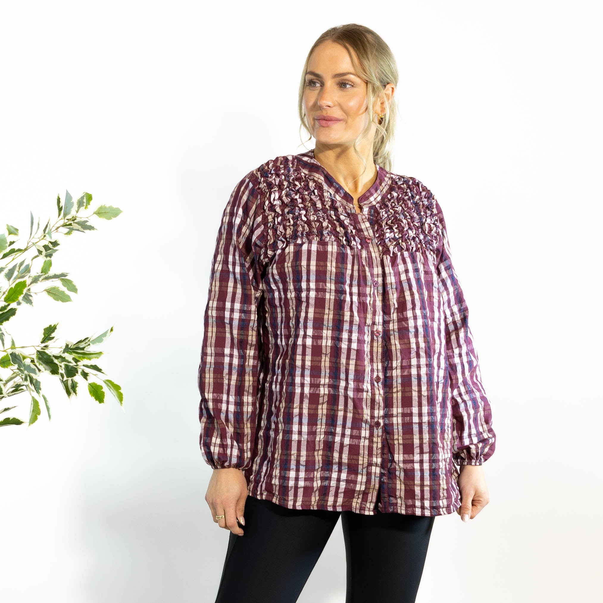 Gertrud ternet bluse, Bordeaux