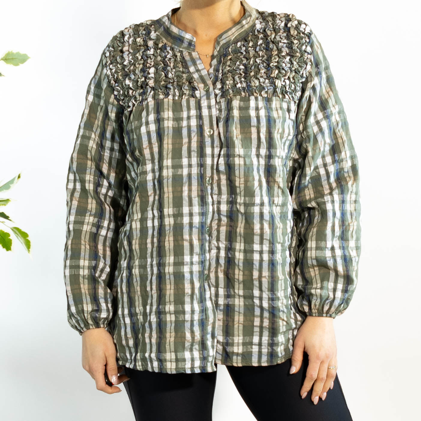 Gertrud ternet bluse, Khaki