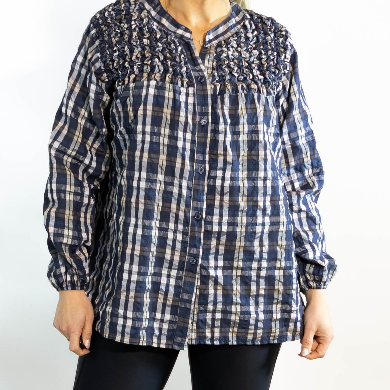 Gertrud ternet bluse, Navy