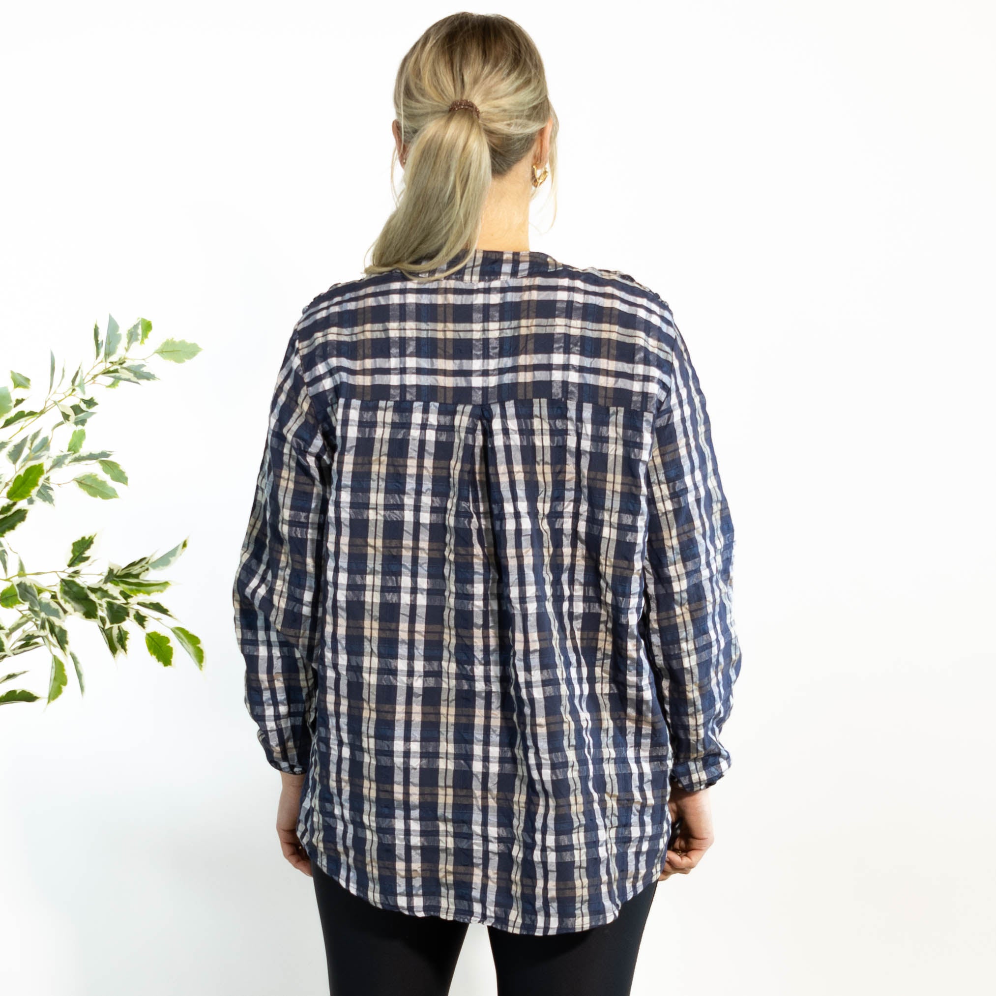 Gertrud ternet bluse, Navy