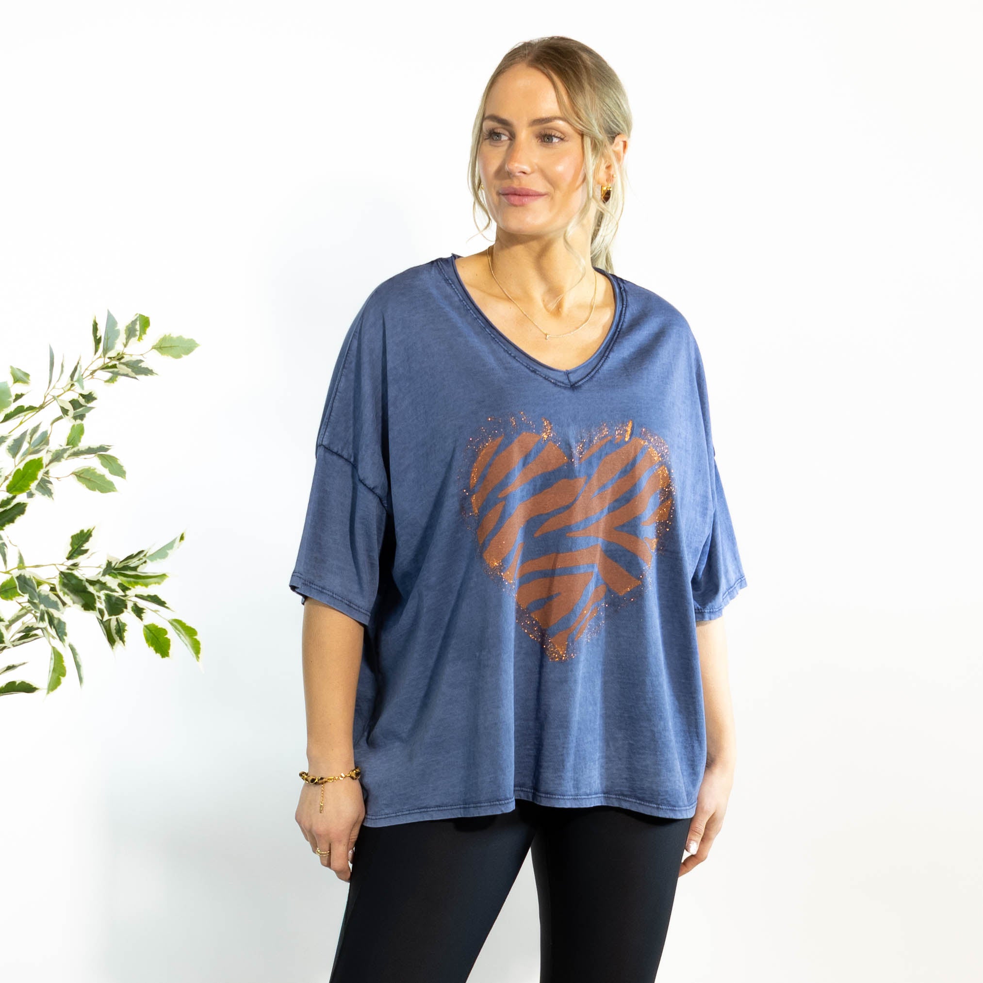 Tinka acid wash t-shirt, Blå