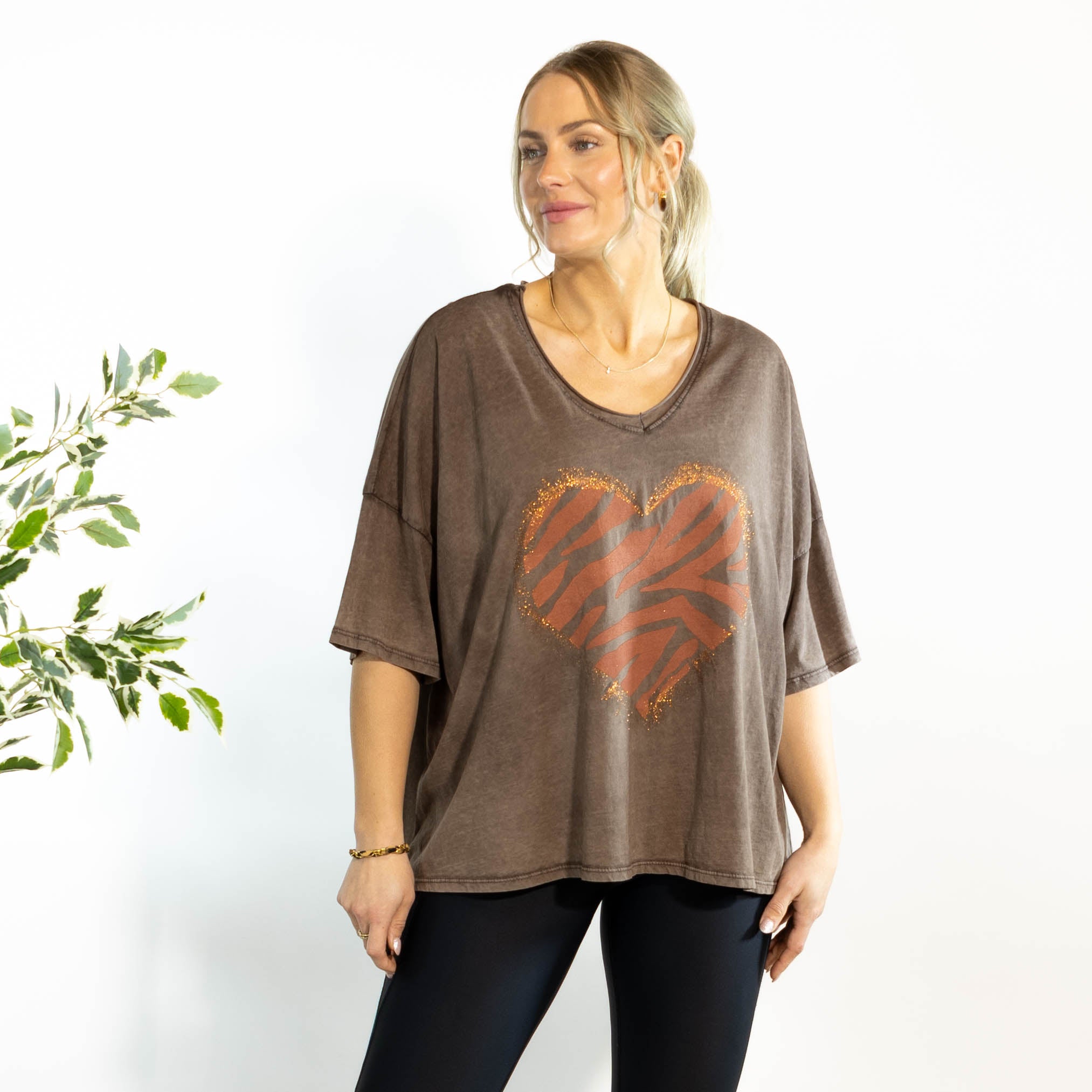 Tinka acid wash t-shirt, Choko