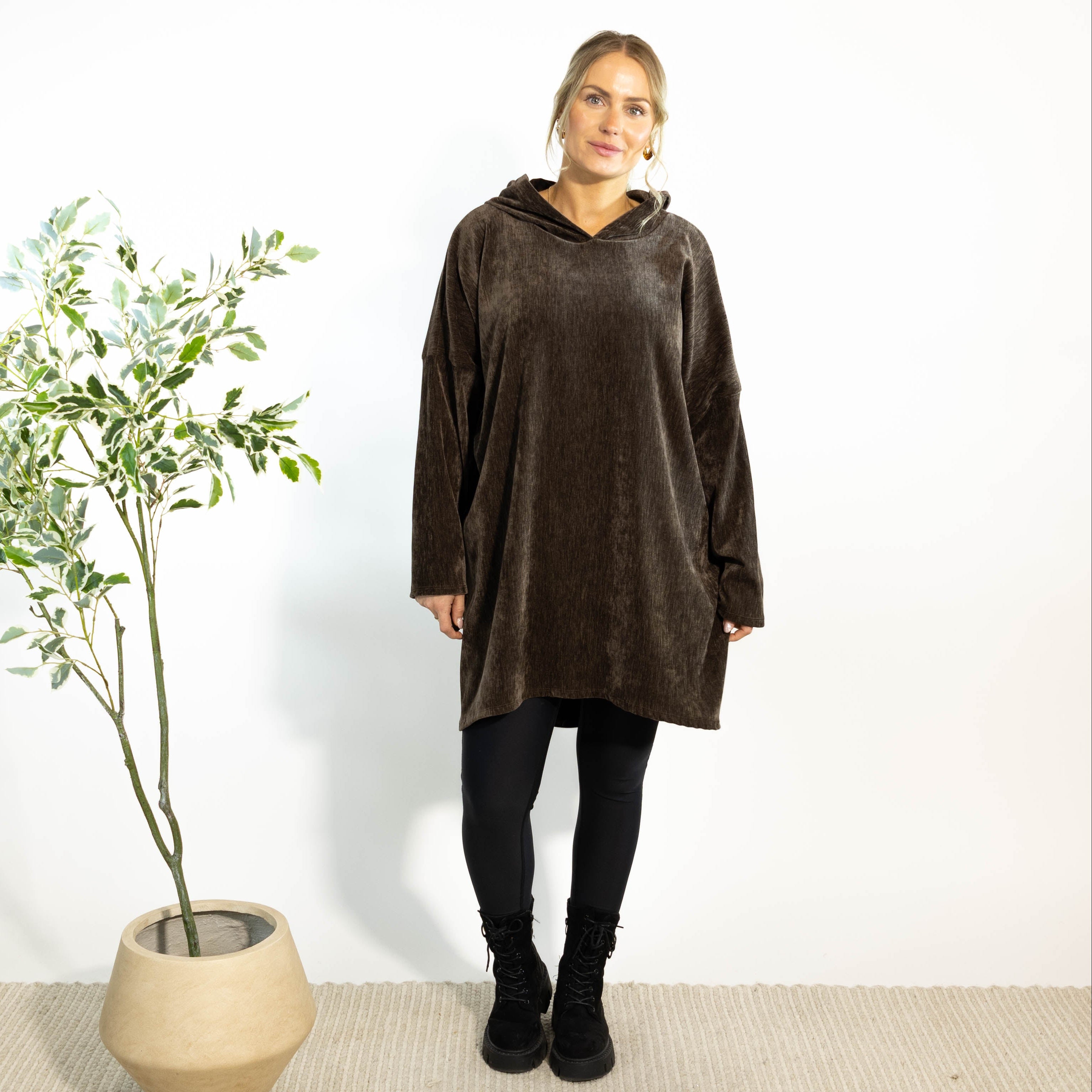 Rie tunika m. hoodie, Choko