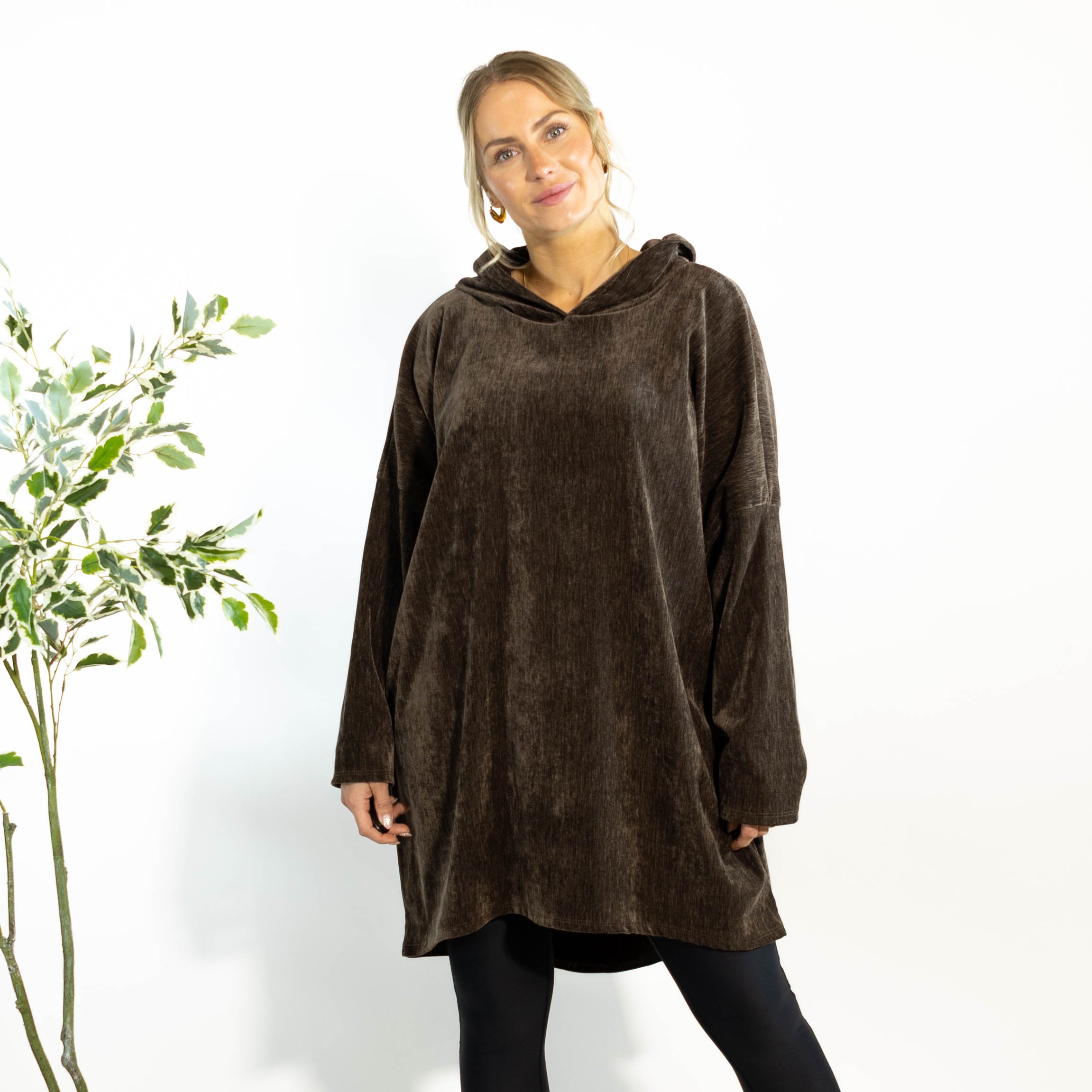 Rie tunika m. hoodie, Choko