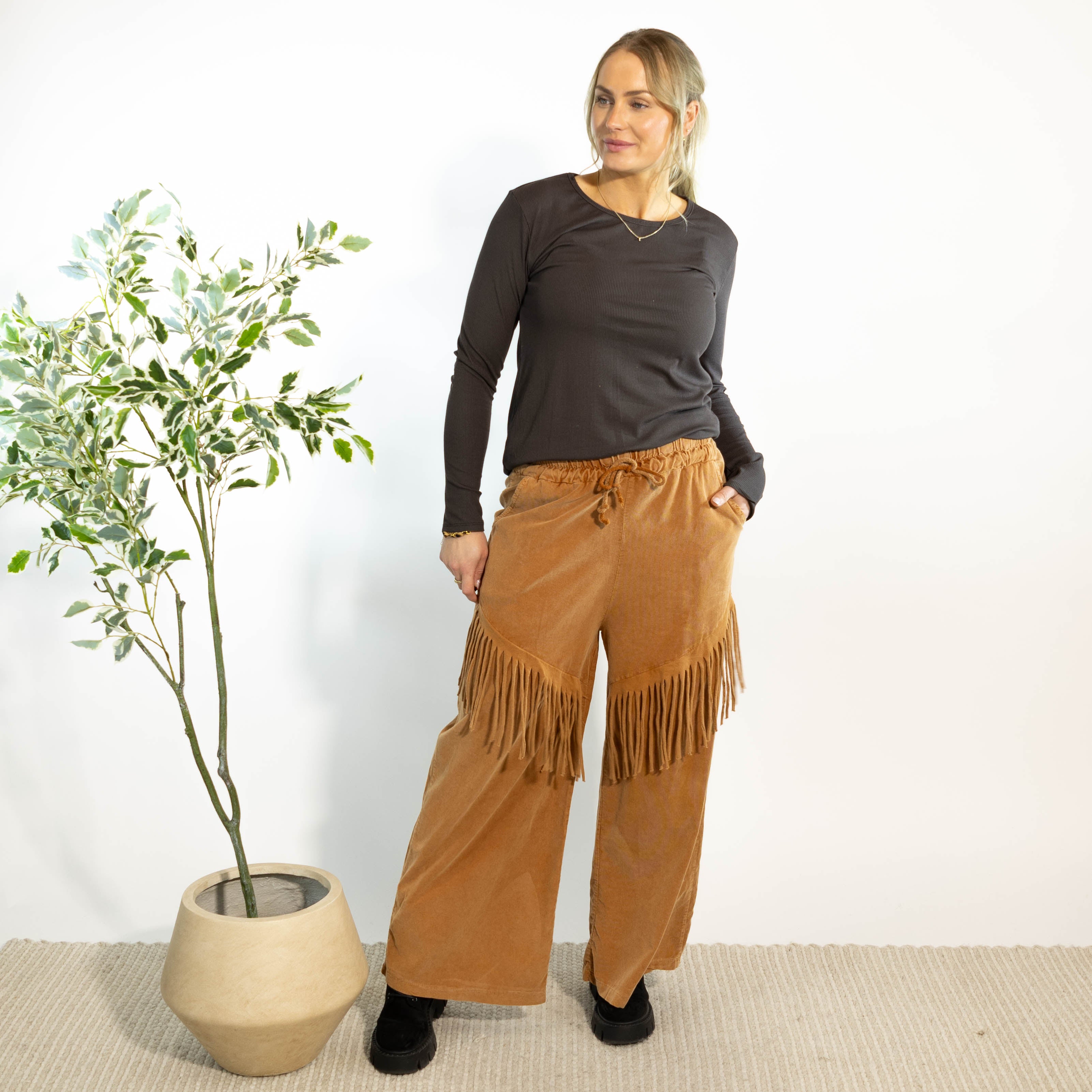 Farah bredbenet fløjlsbukser, Rust