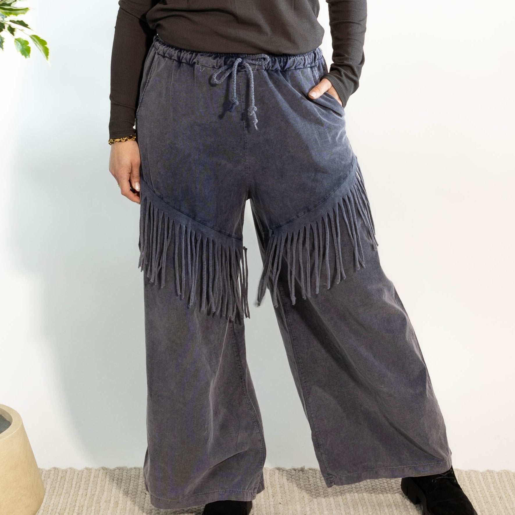 Farah bredbenet fløjlsbukser, Grå