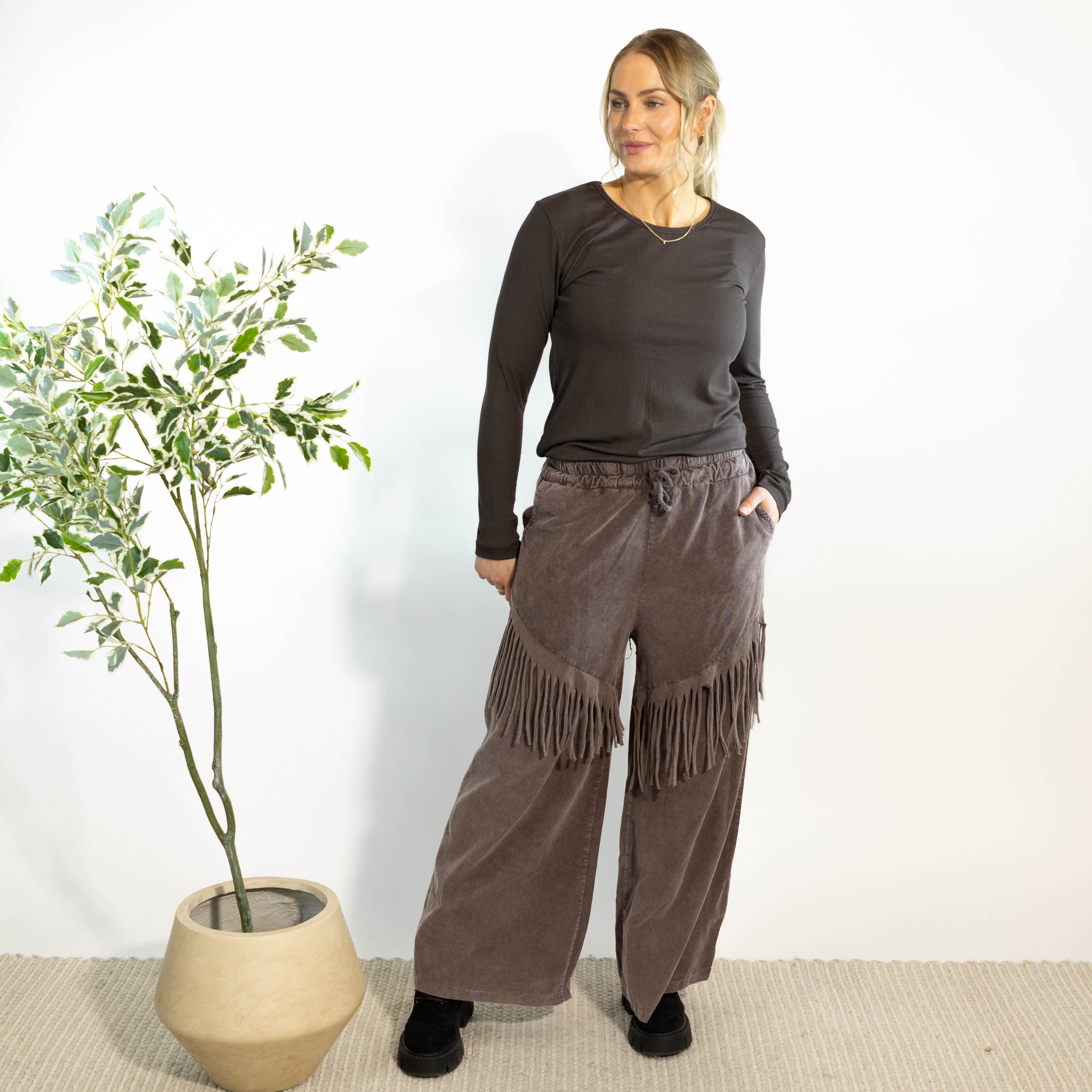 Farah bredbenet fløjlsbukser, Choko