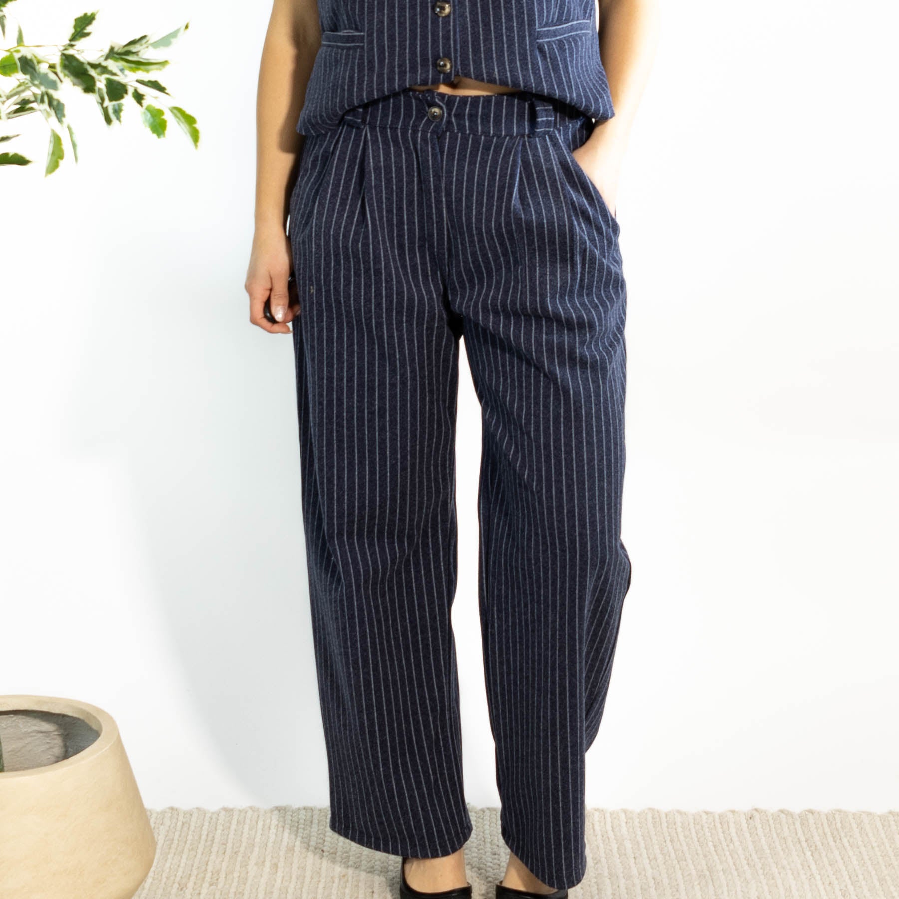 Jette stribet bukser, Navy