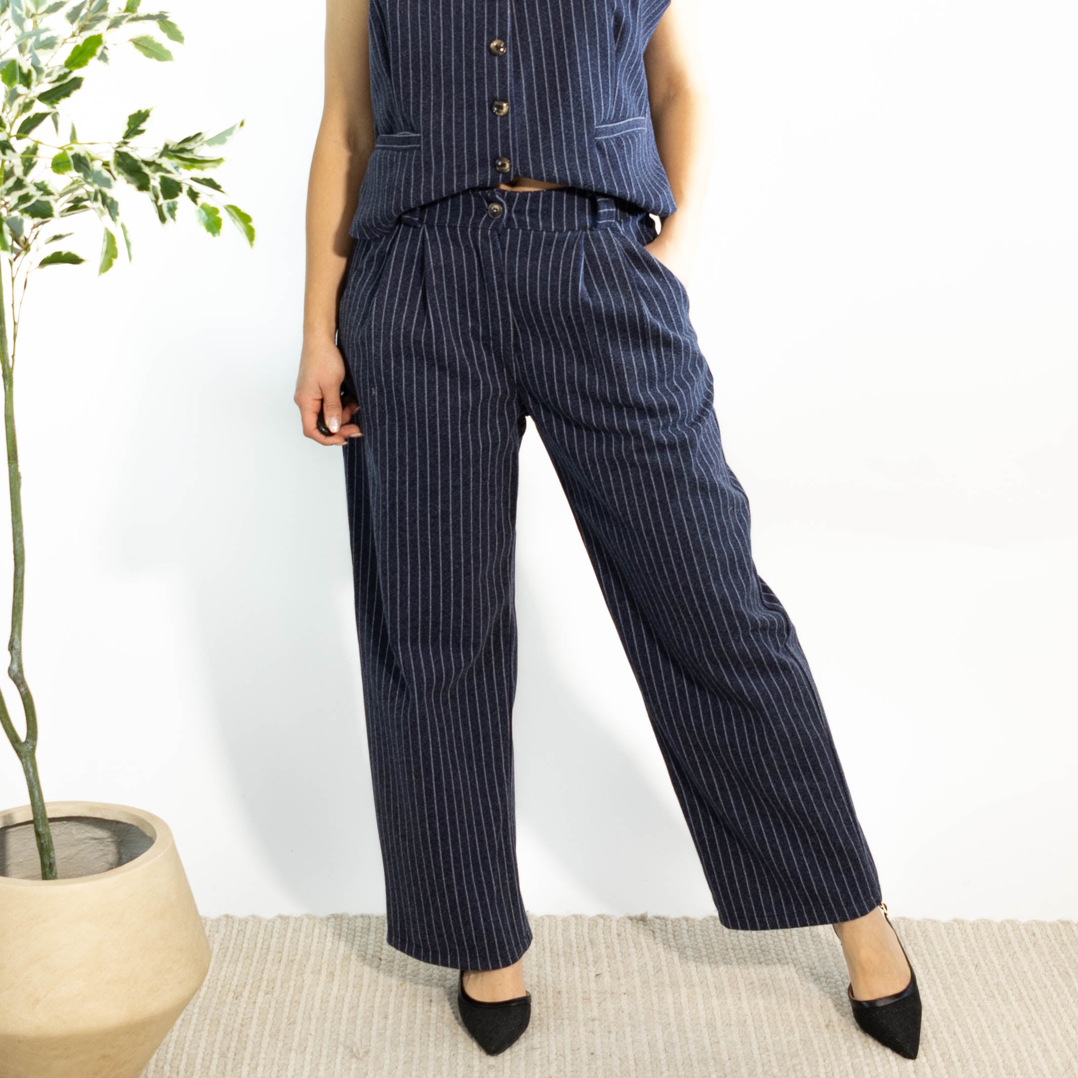 Jette stribet bukser, Navy