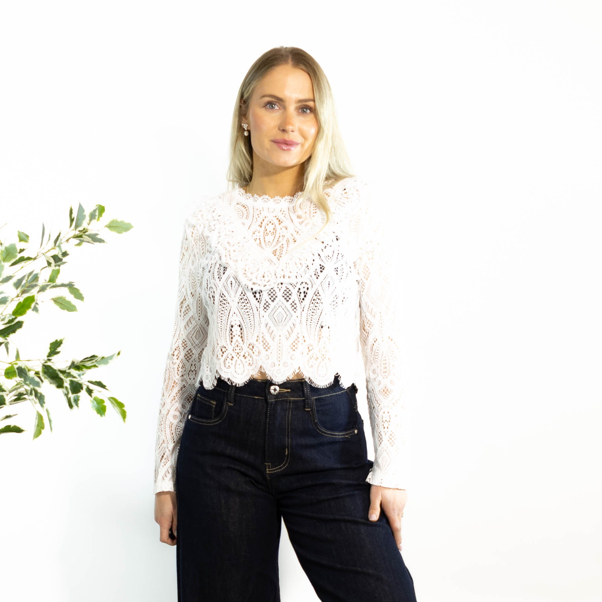 Solvej lace overdel, Hvid