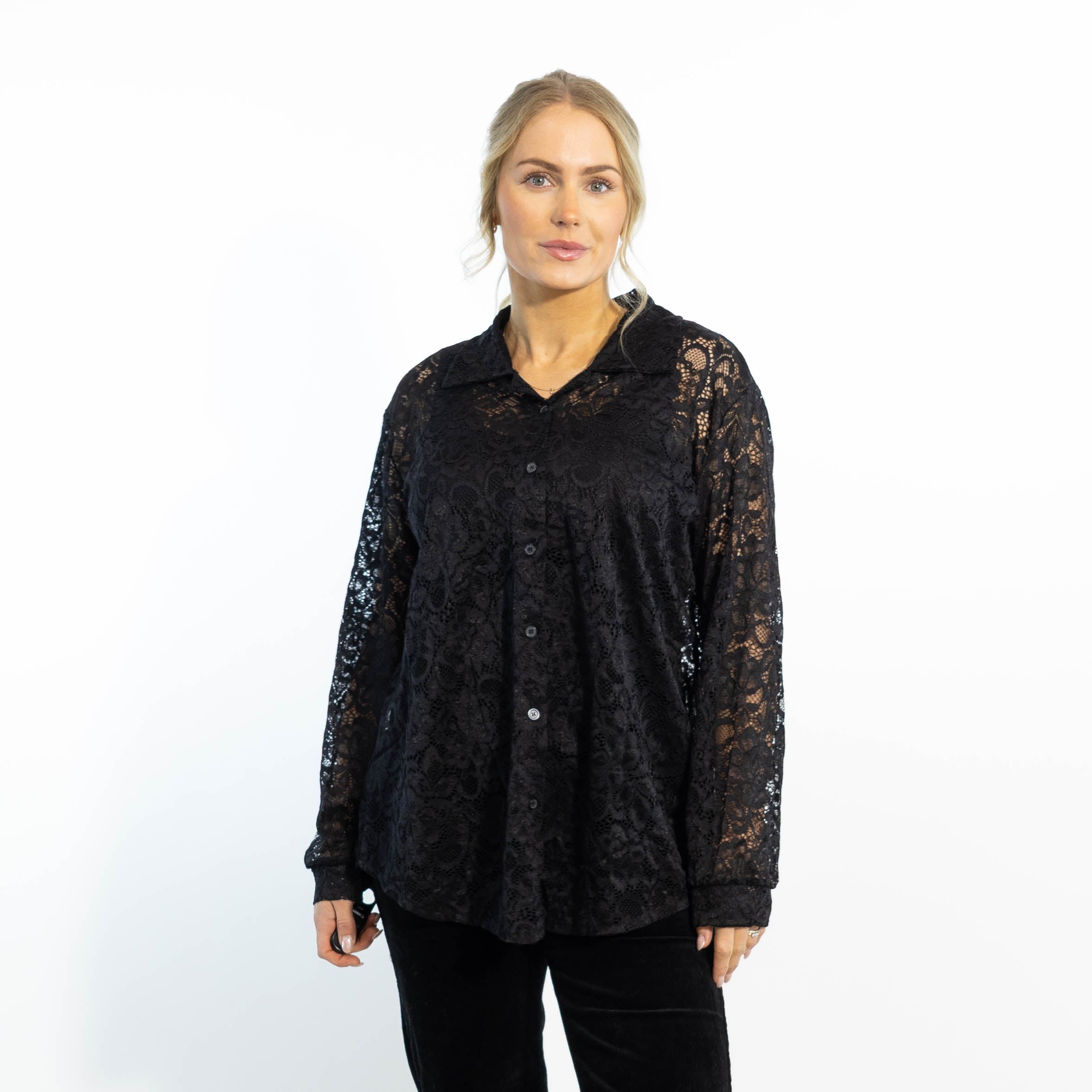 Gunhild chiffon skjorte, Sort