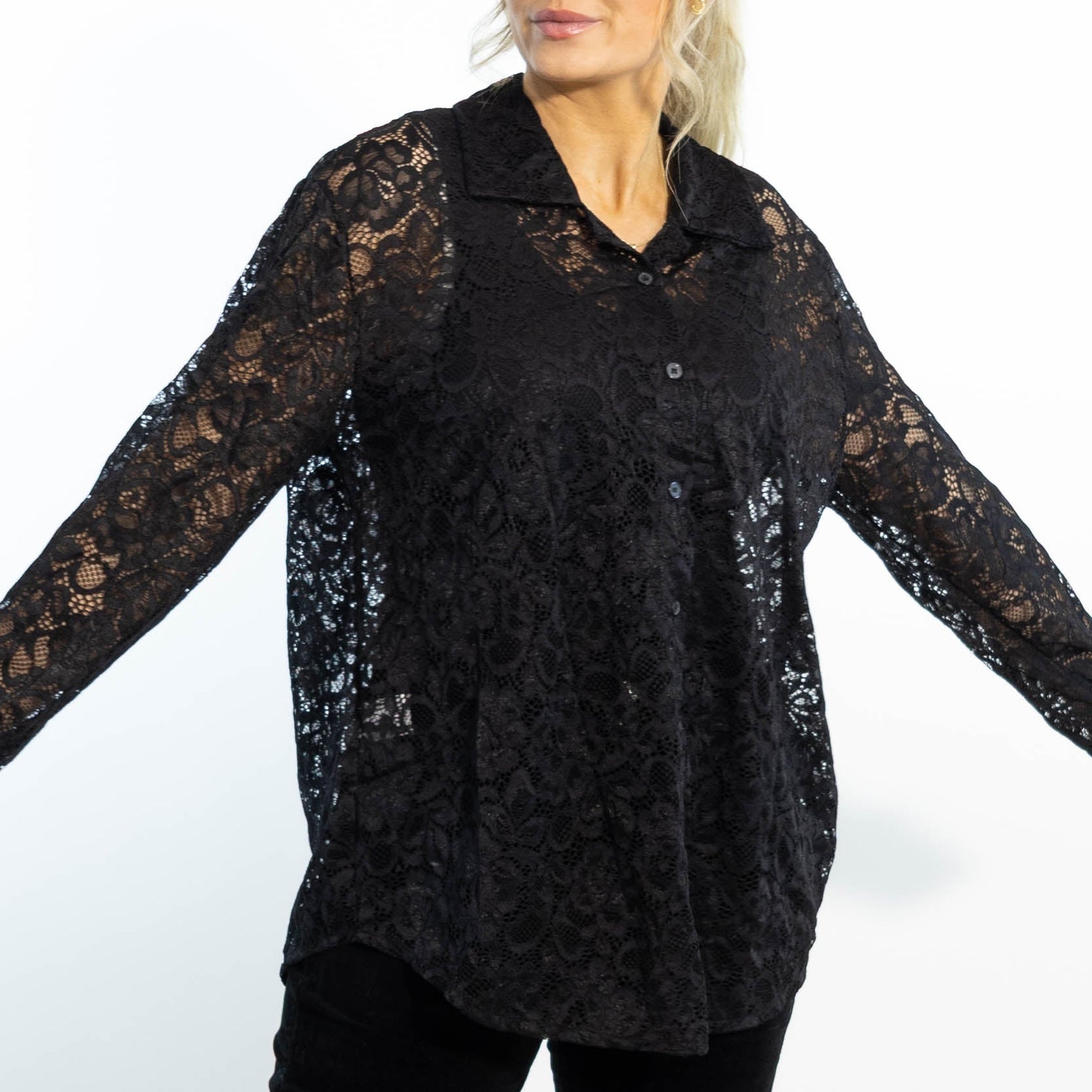 Gunhild chiffon skjorte, Sort