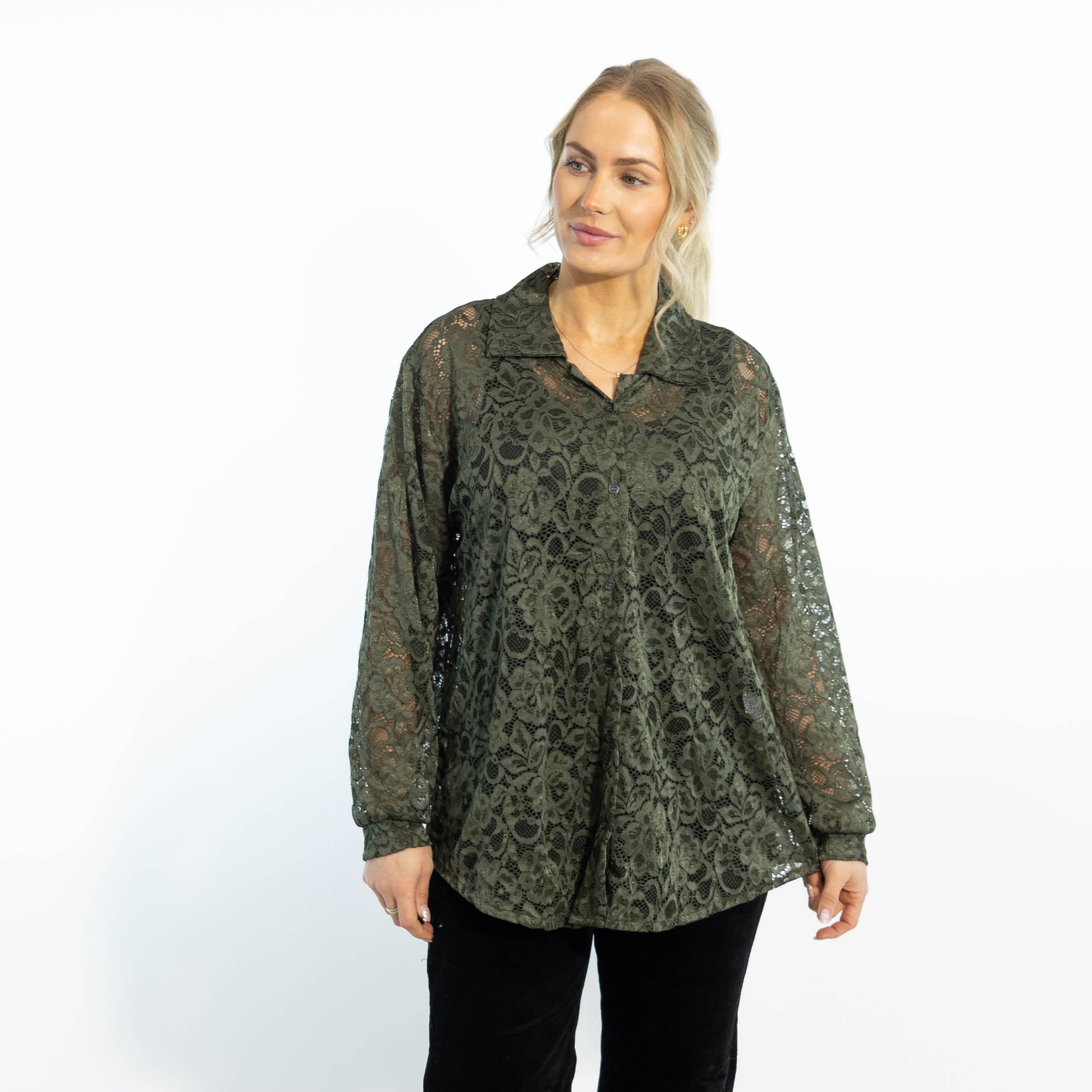 Gunhild chiffon skjorte, Khaki