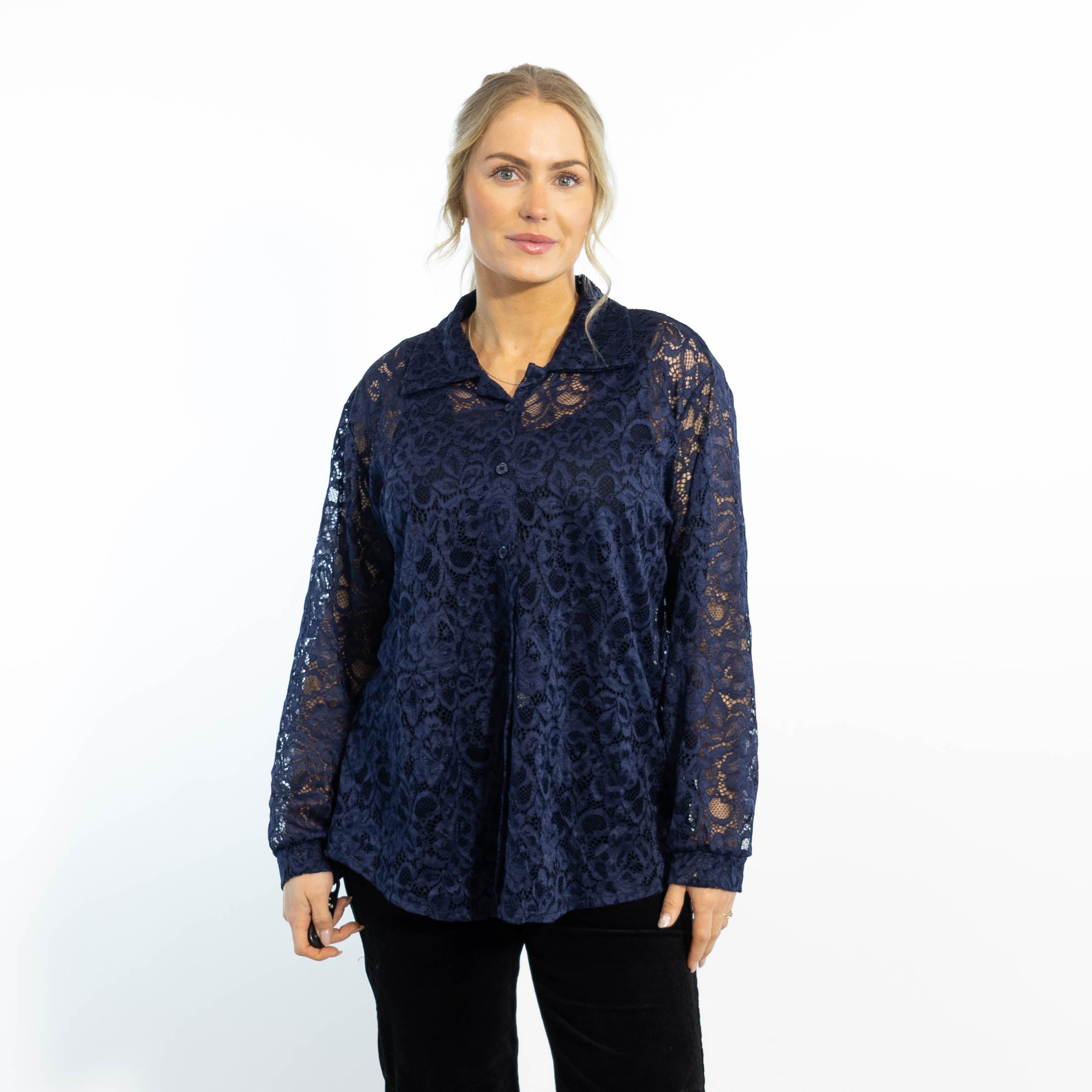 Gunhild chiffon skjorte, Navy