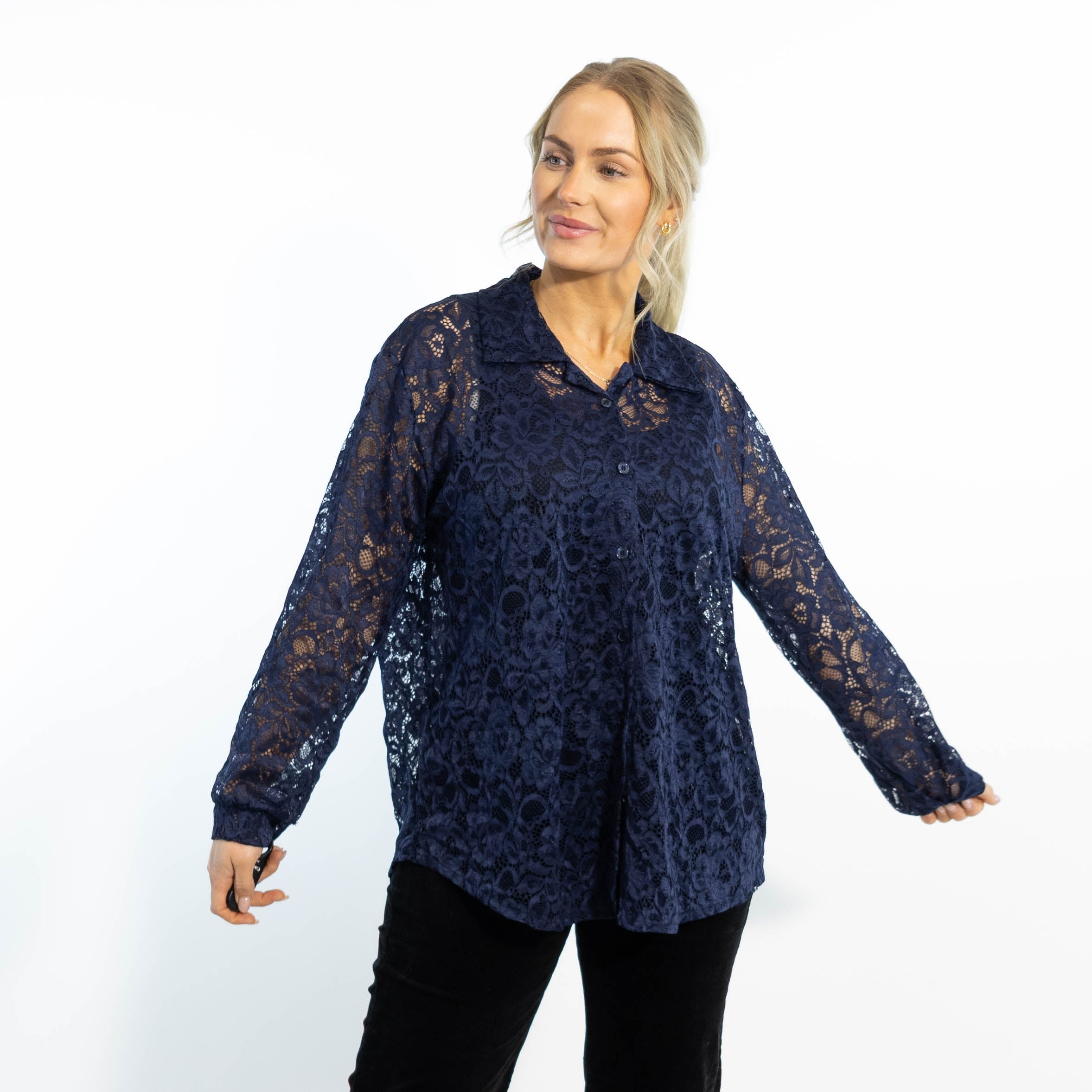 Gunhild chiffon skjorte, Navy