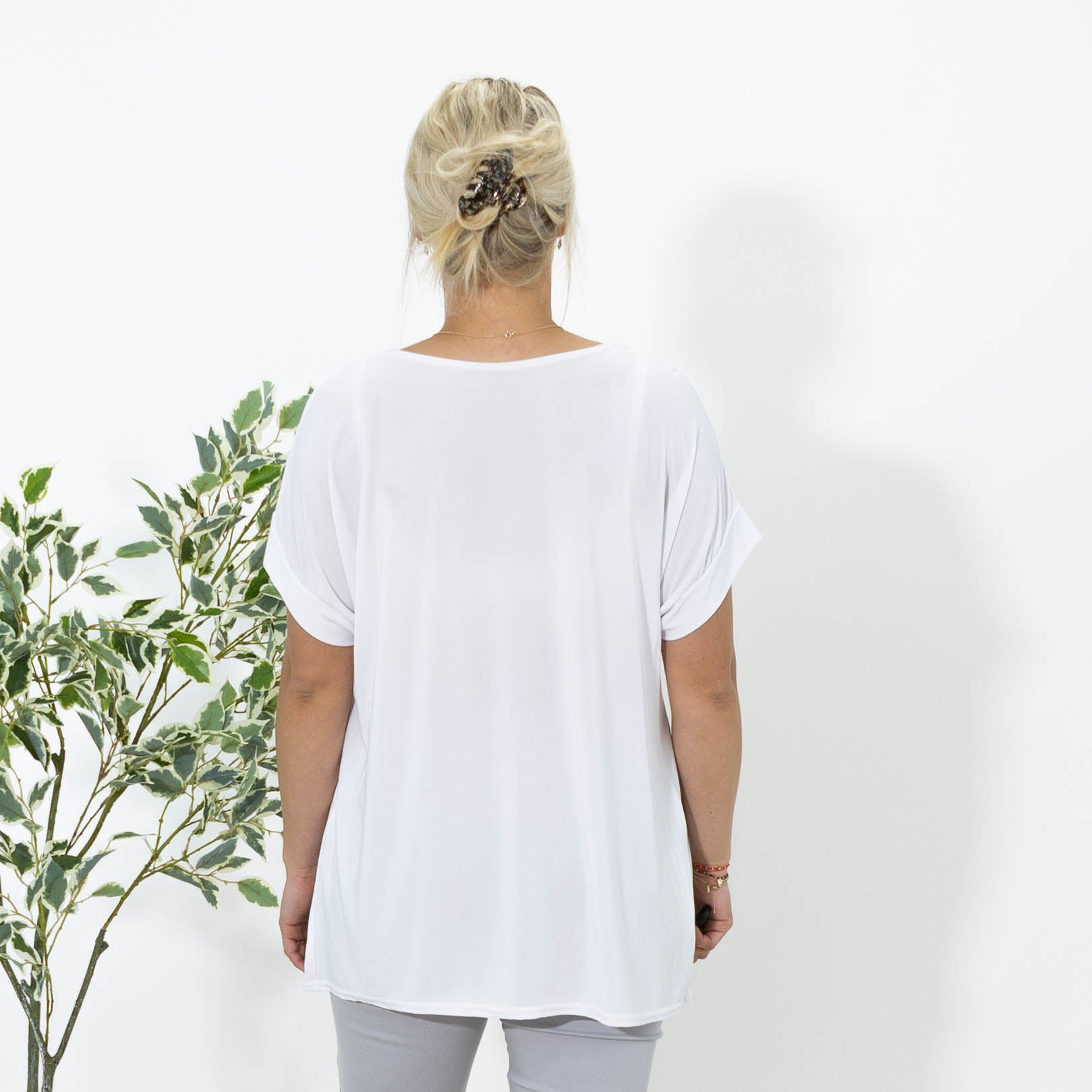 Elena overdel m. broche, Hvid