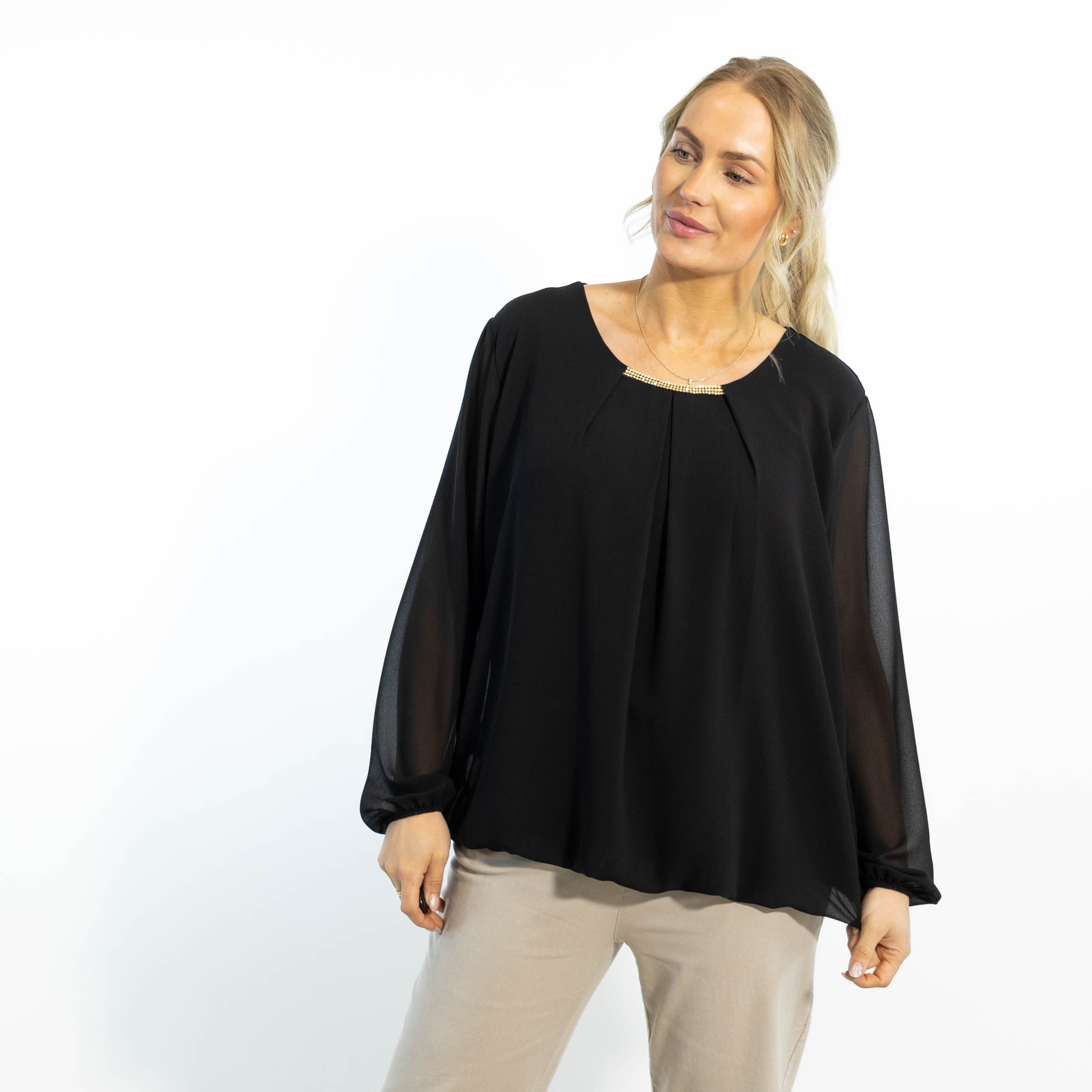 Adda chiffon overdel, Sort