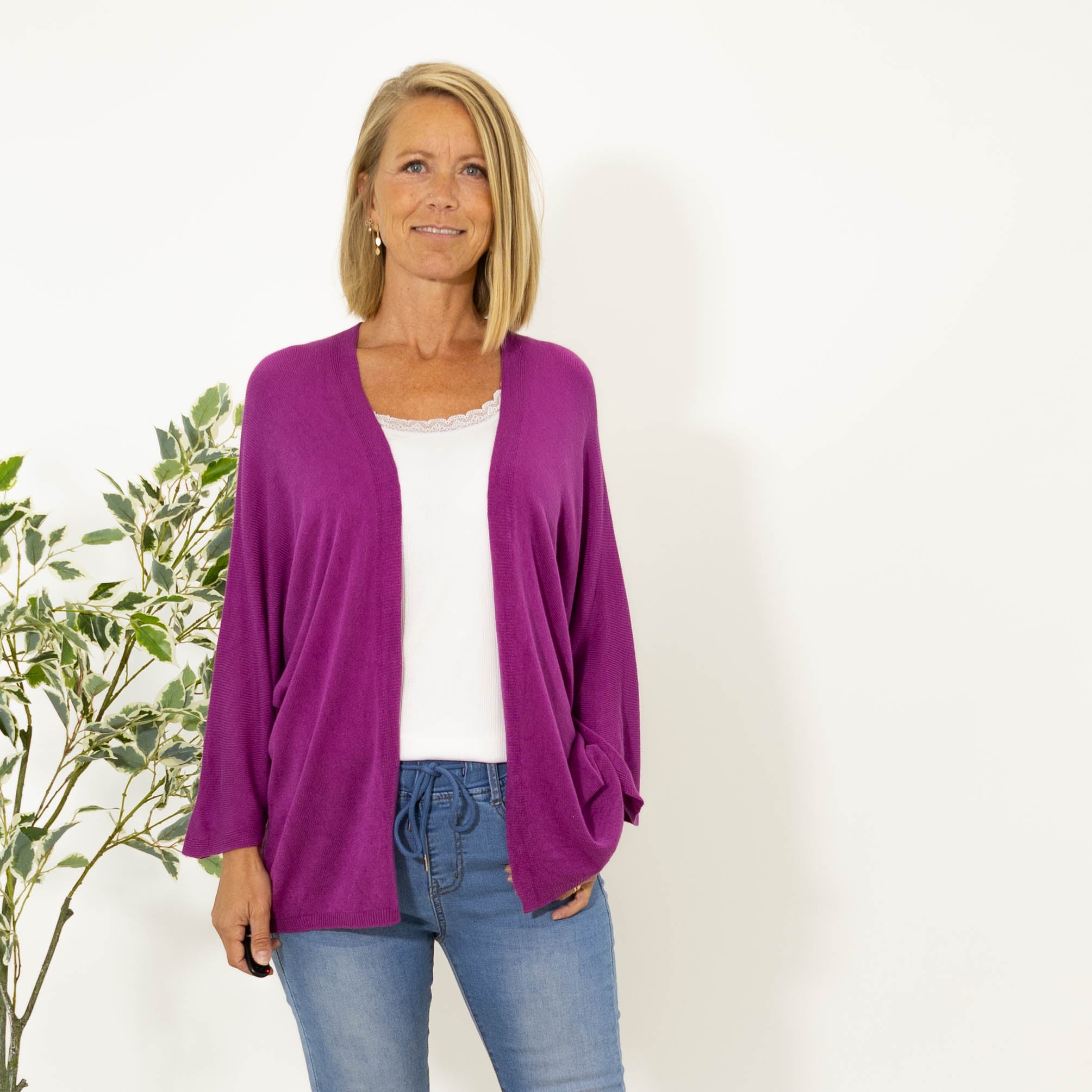 Donna strik cardigan, Lilla