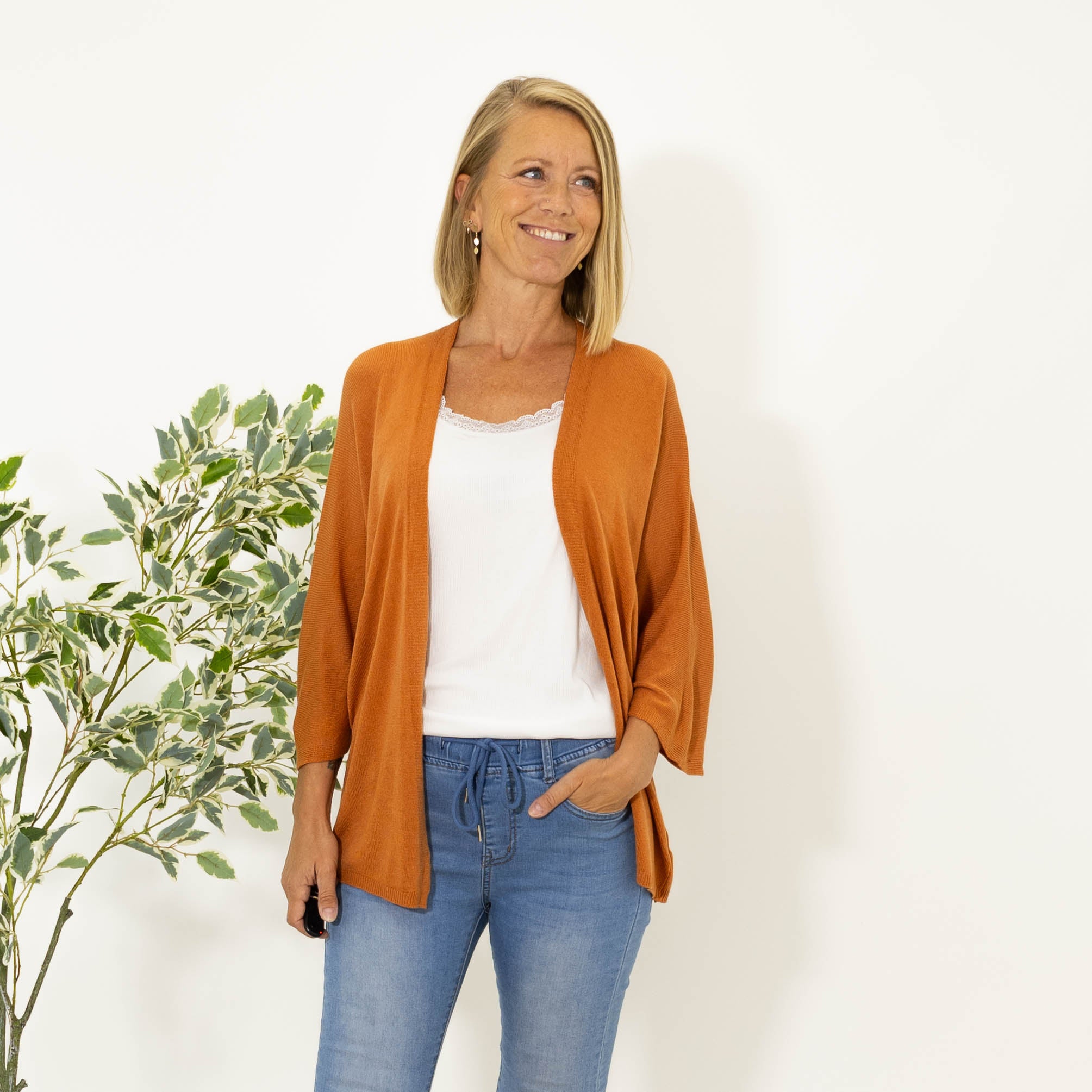 Donna strik cardigan, Rust