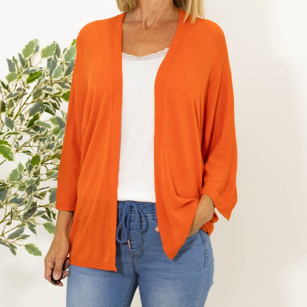Donna strik cardigan, Orange