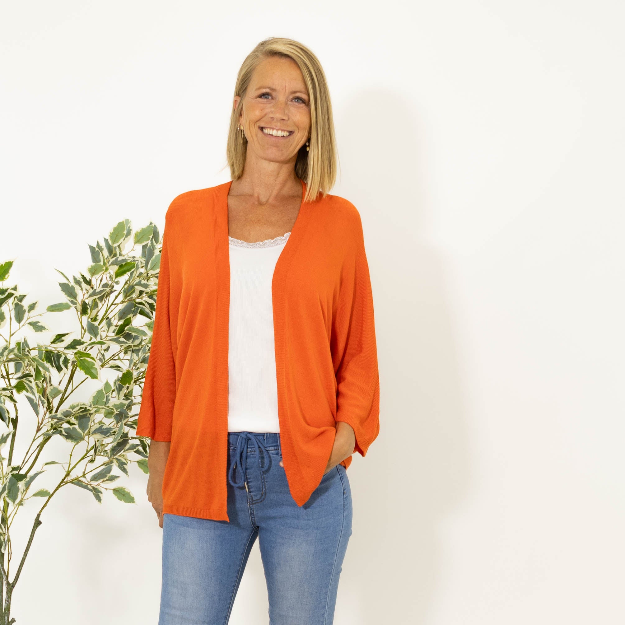 Donna strik cardigan, Orange