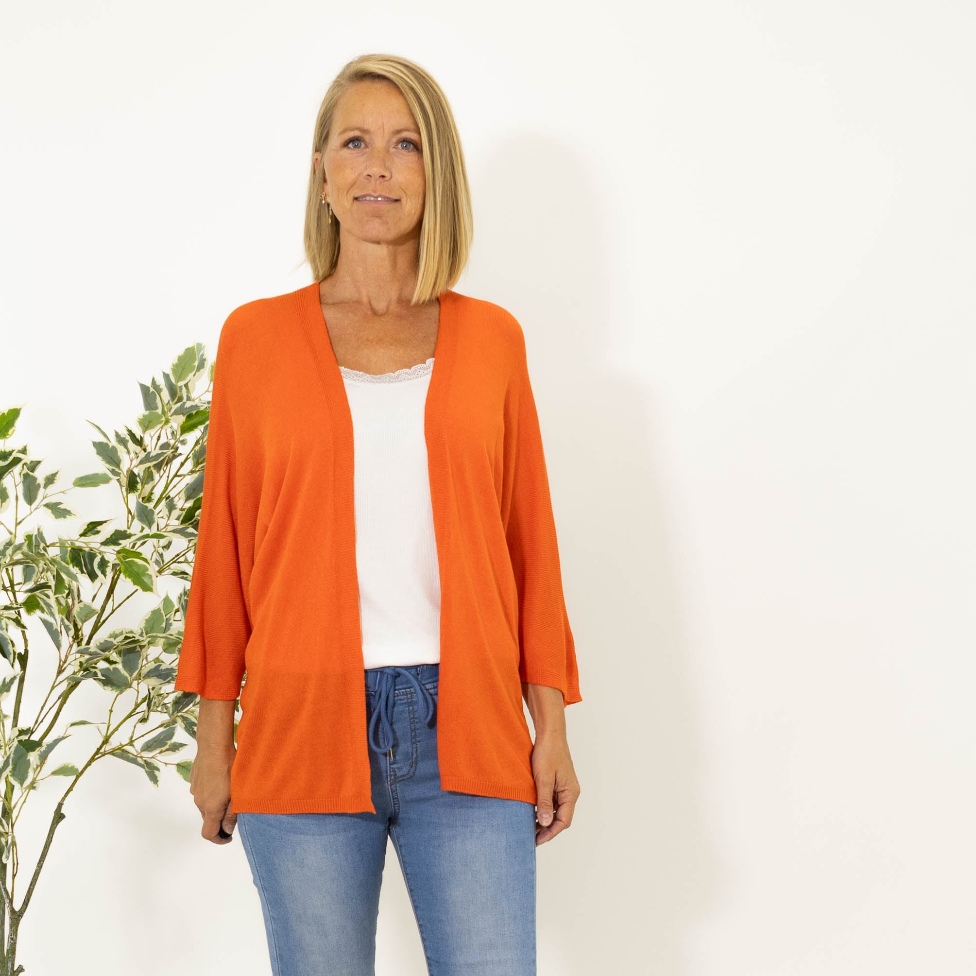 Donna strik cardigan, Orange