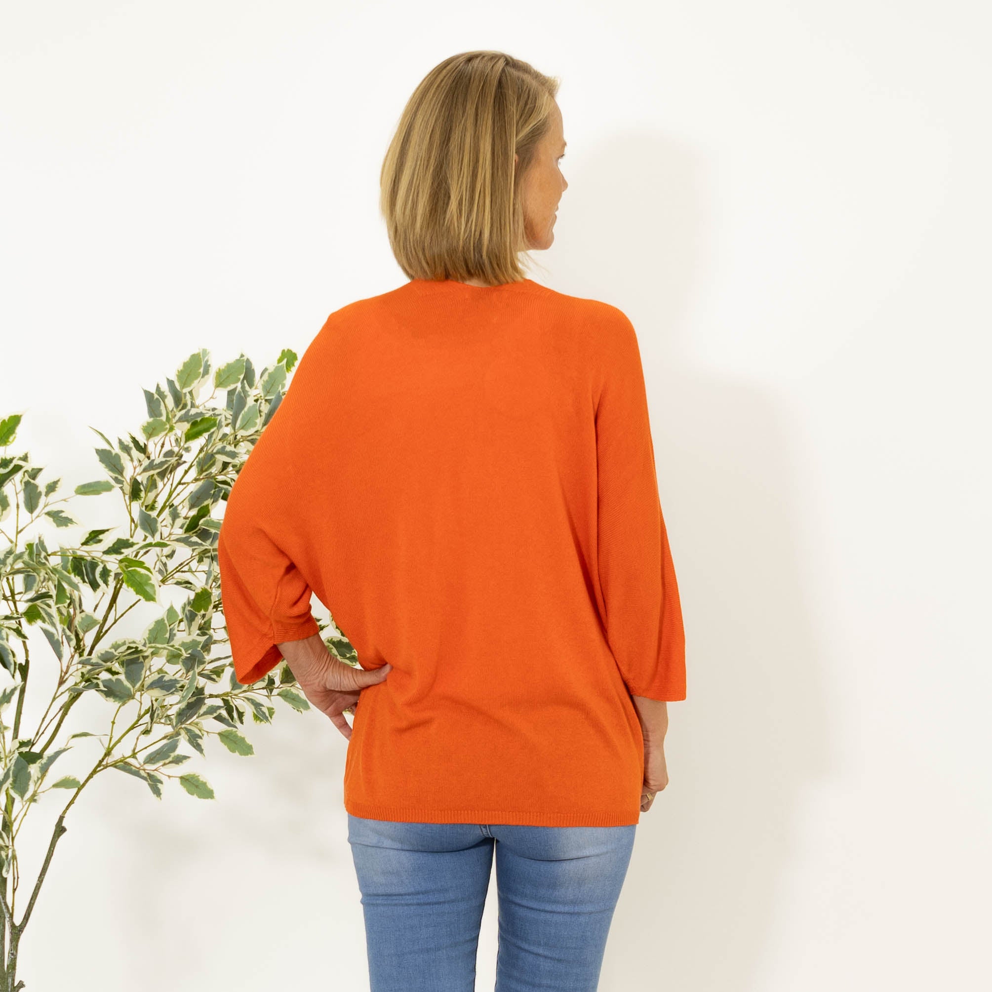 Donna strik cardigan, Orange