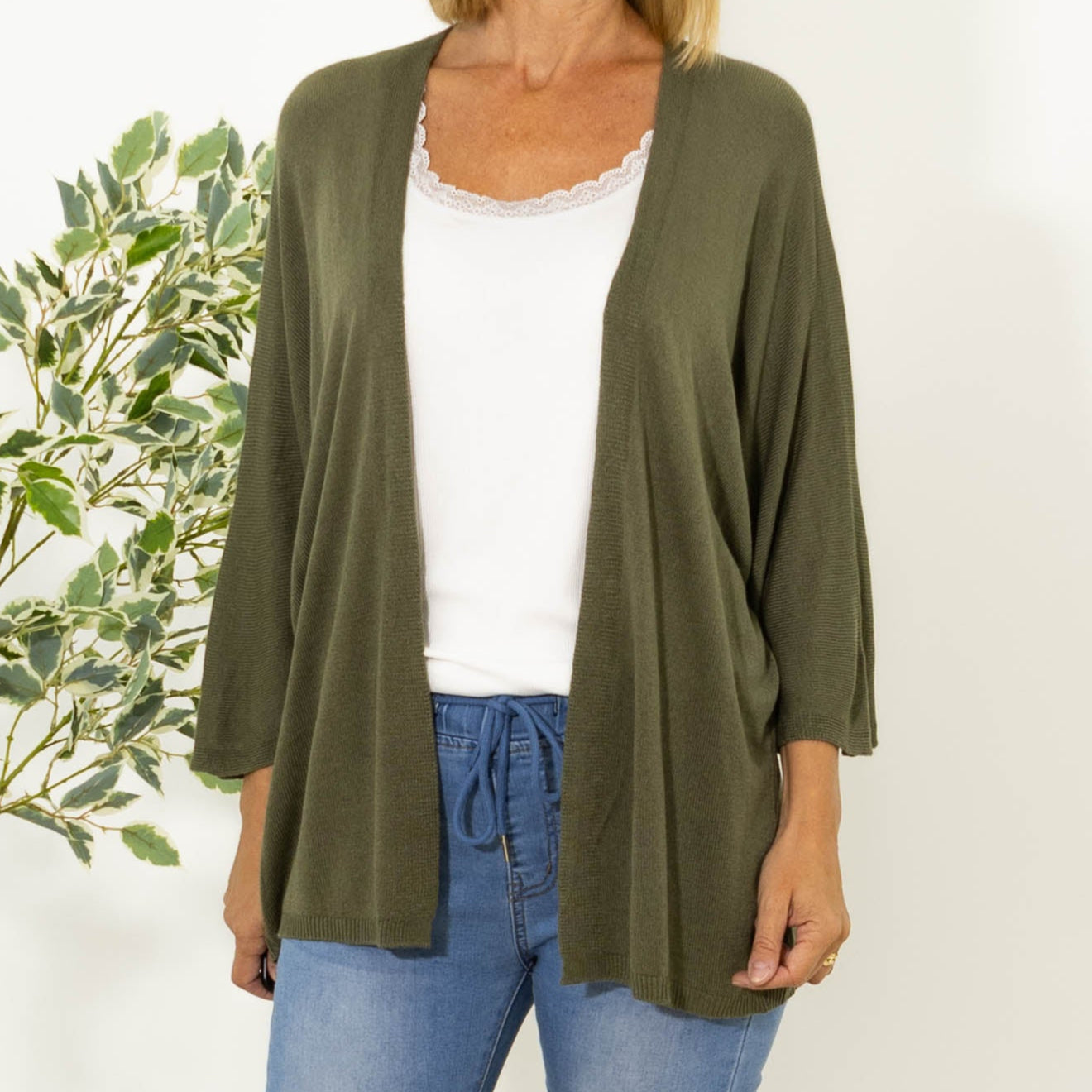 Donna strik cardigan, Khaki