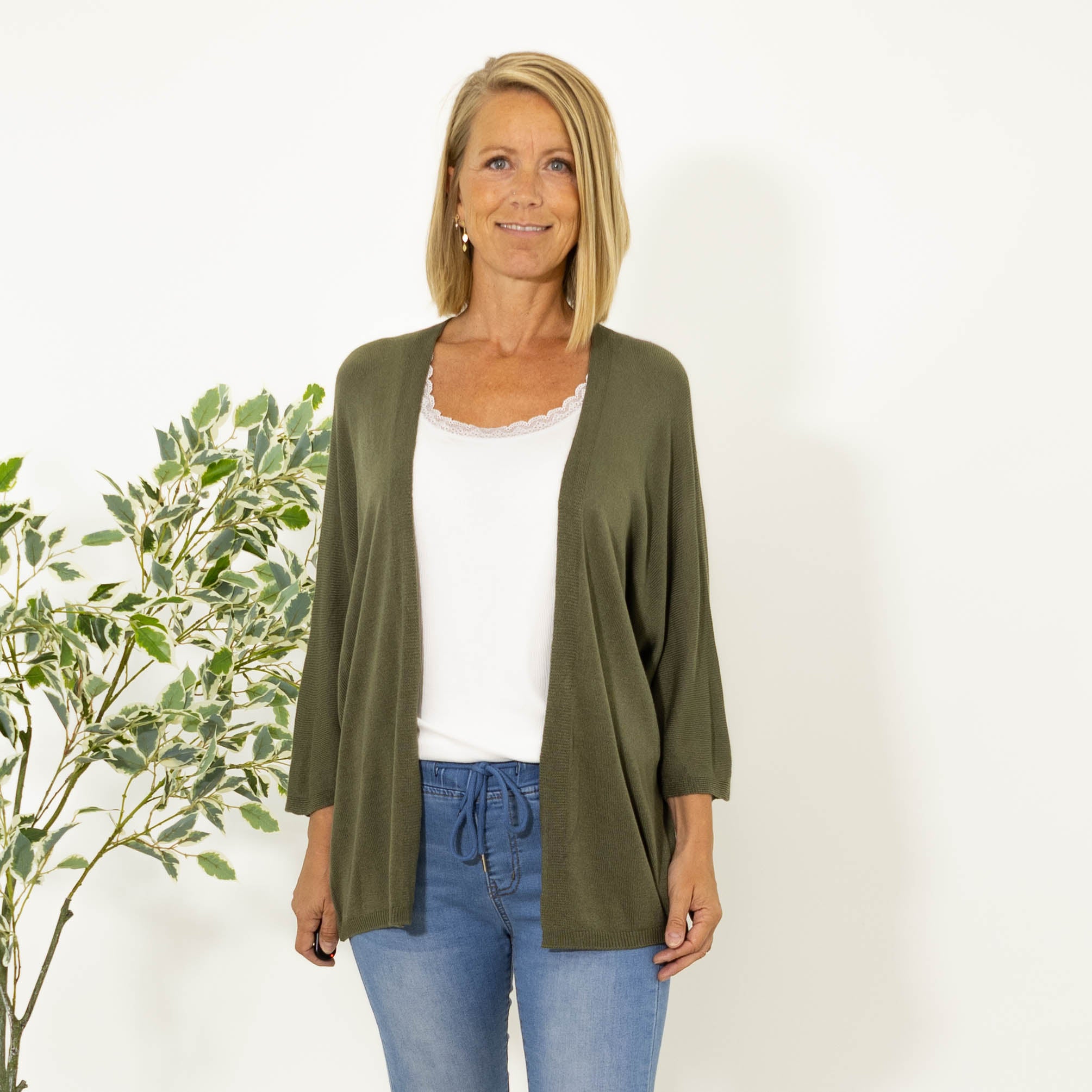 Donna strik cardigan, Khaki
