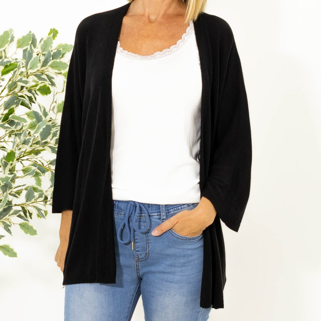 Donna strik cardigan, Sort