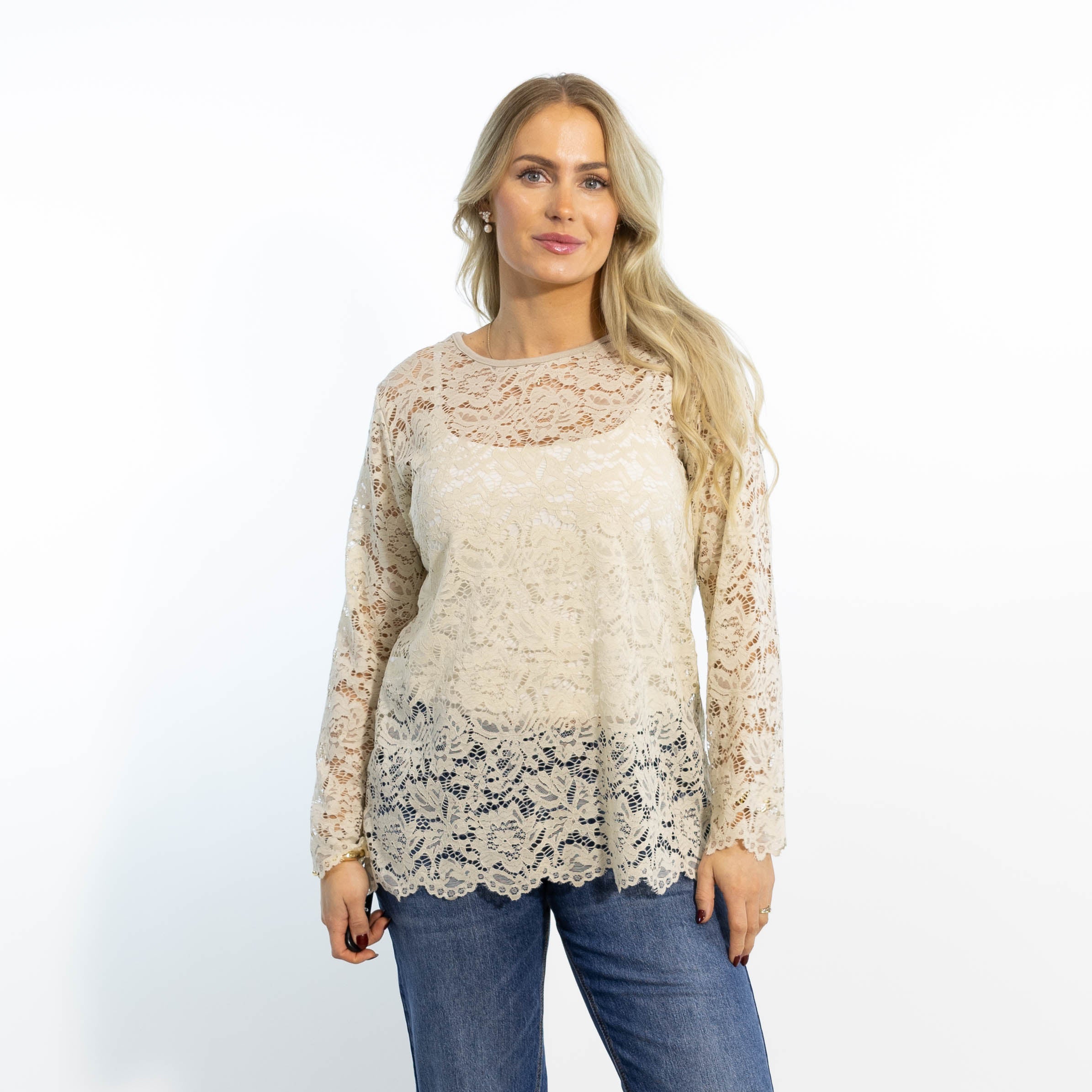 Domino lace overdel, Beige