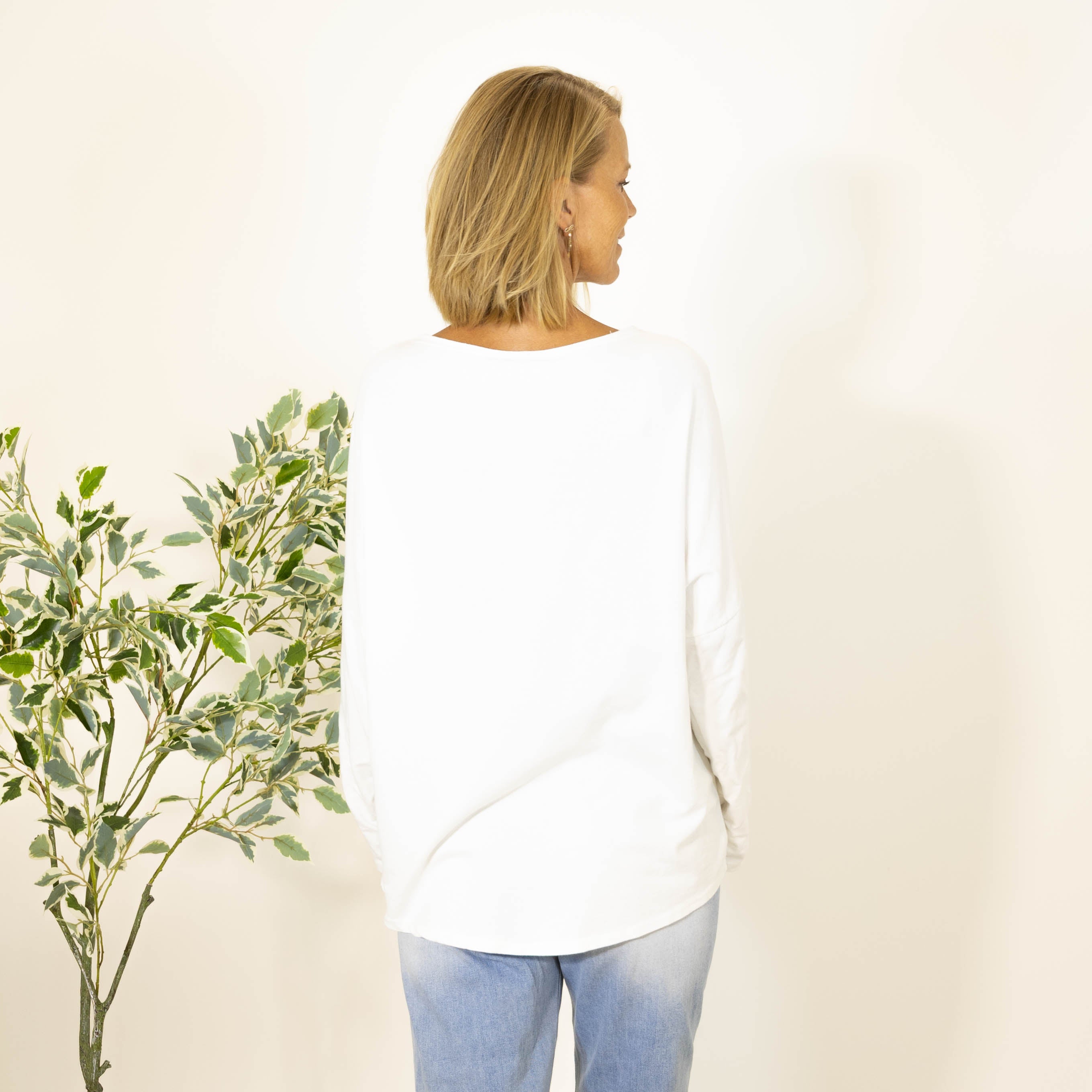 Mattie bomulds sweatshirt, Hvid
