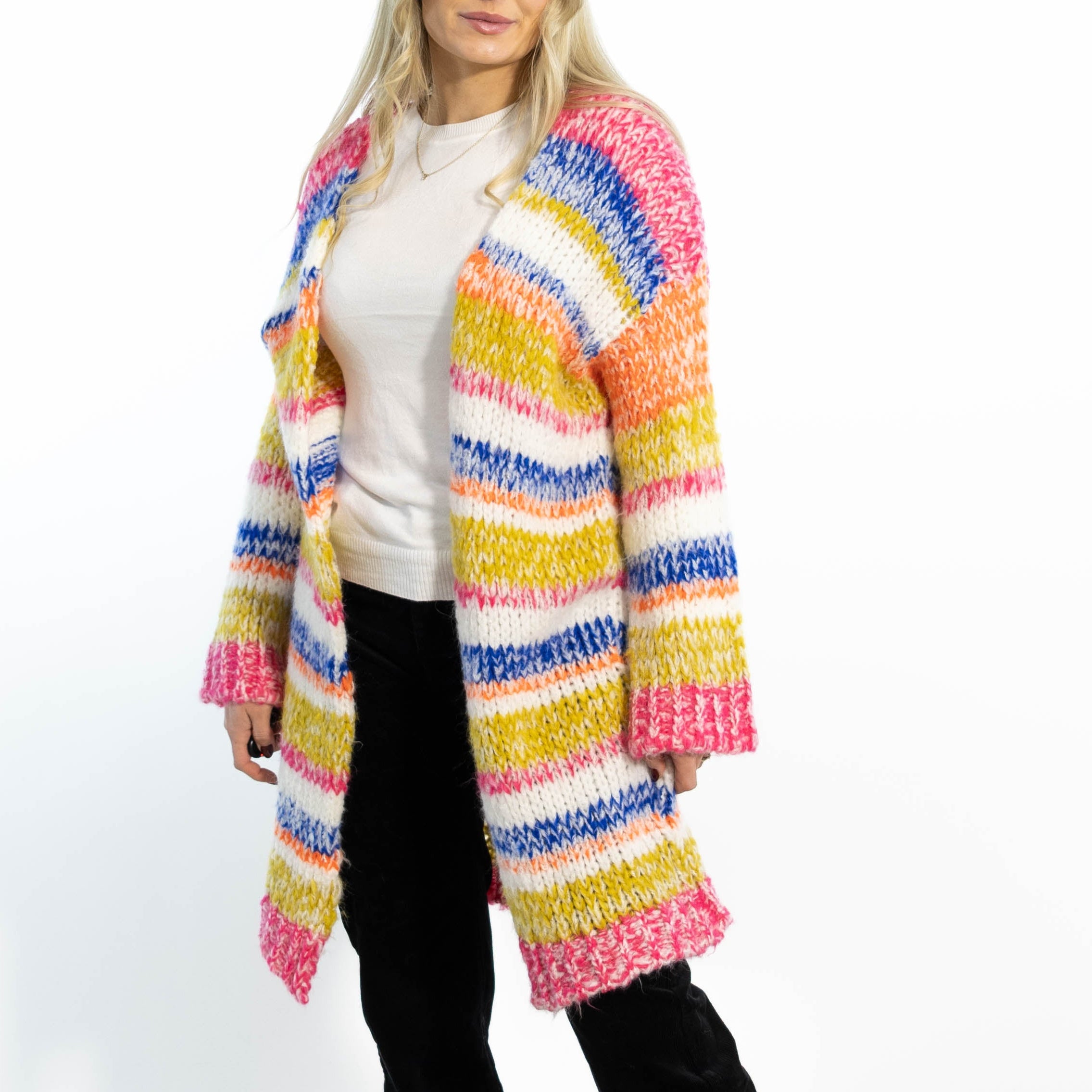 Karina strikcardigan, Pink