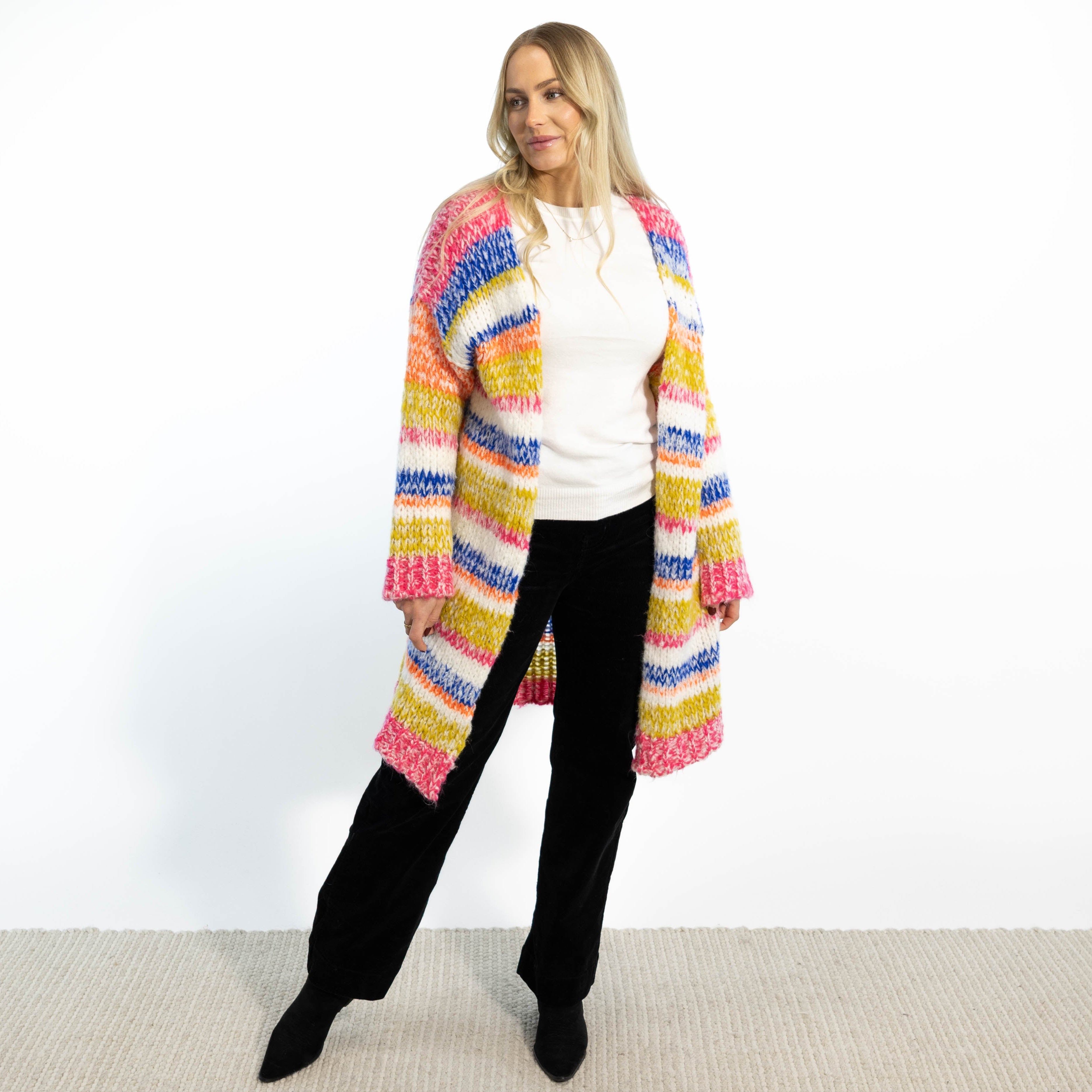 Karina strikcardigan, Pink