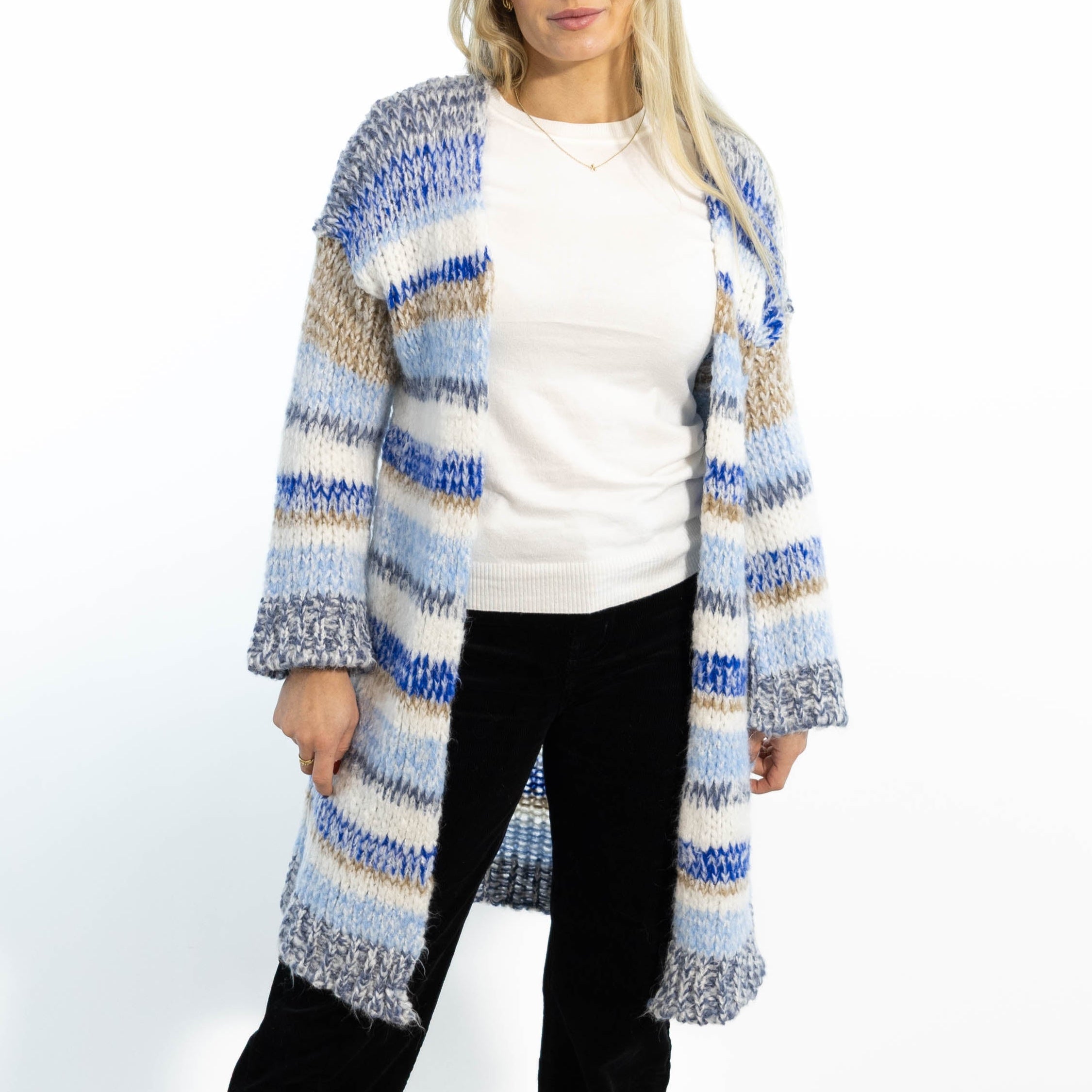 Karina strikcardigan, Blå