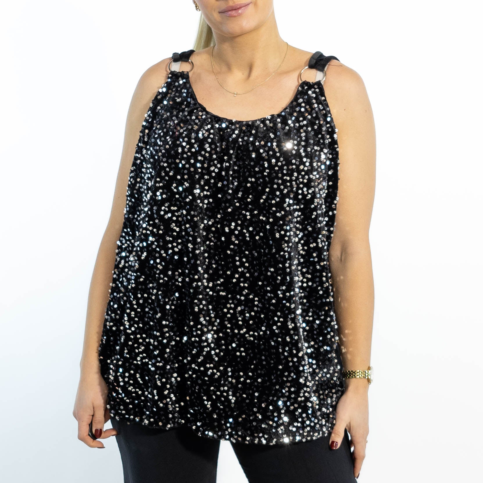 Dorte velour top, Sølv