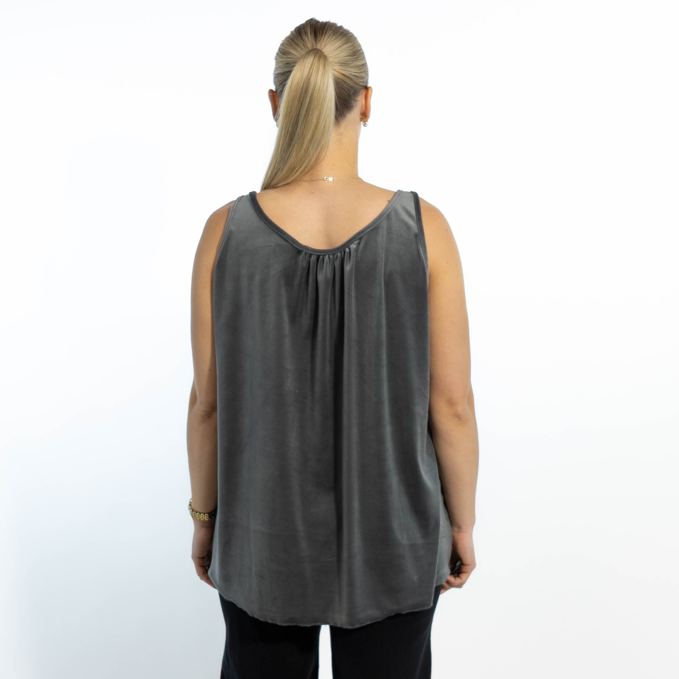 Dorte velour top, Grå