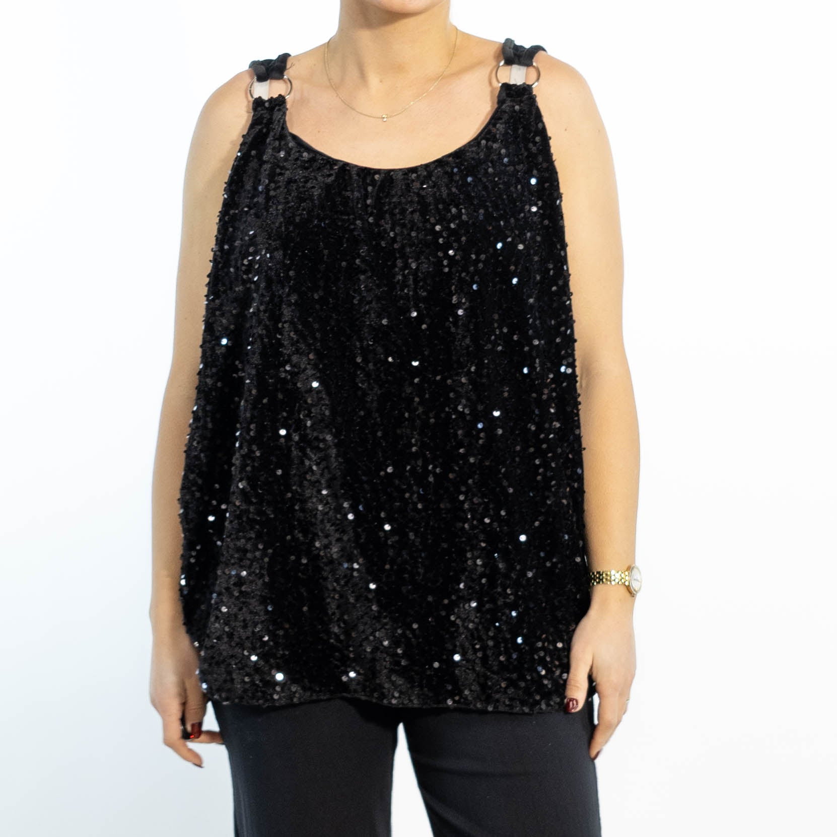 Dorte velour top, Sort