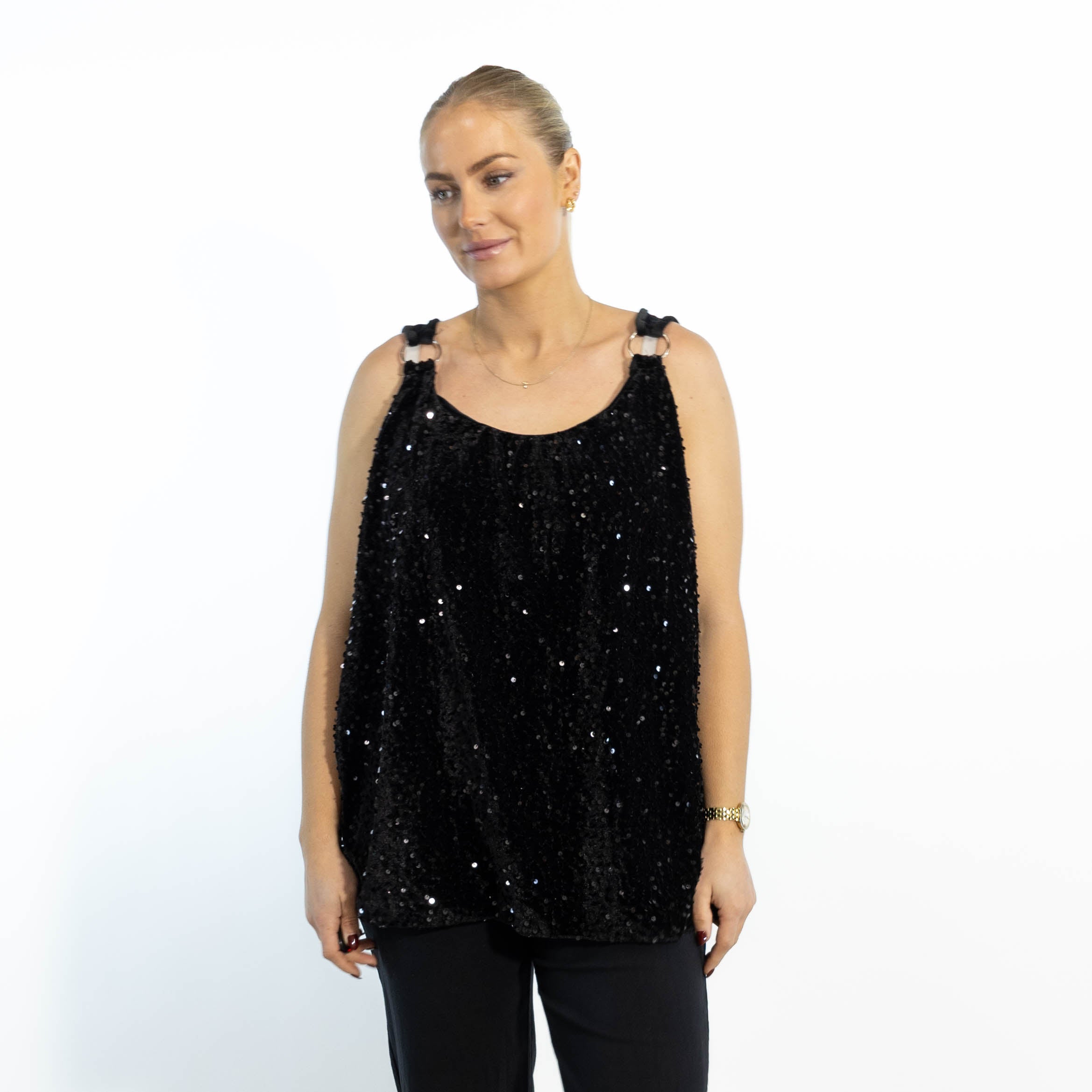 Dorte velour top, Sort