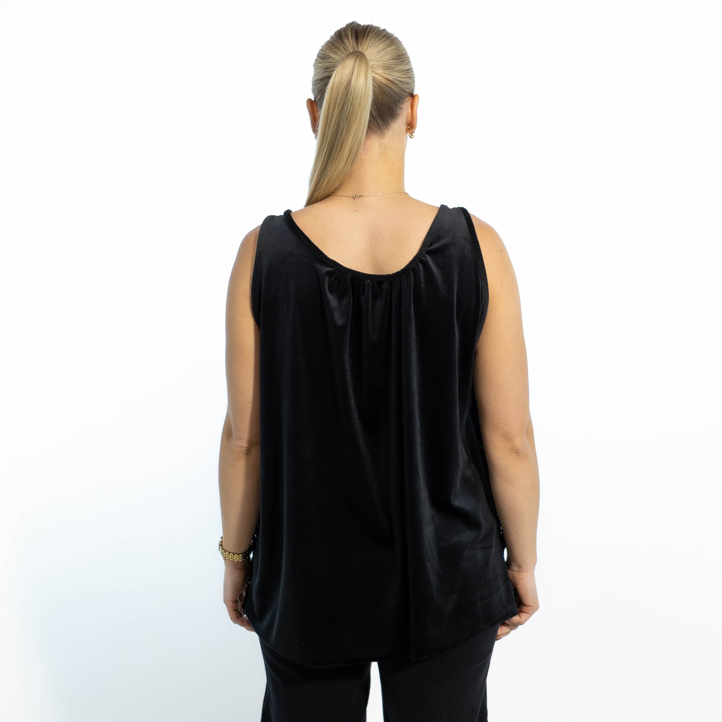 Dorte velour top, Sort