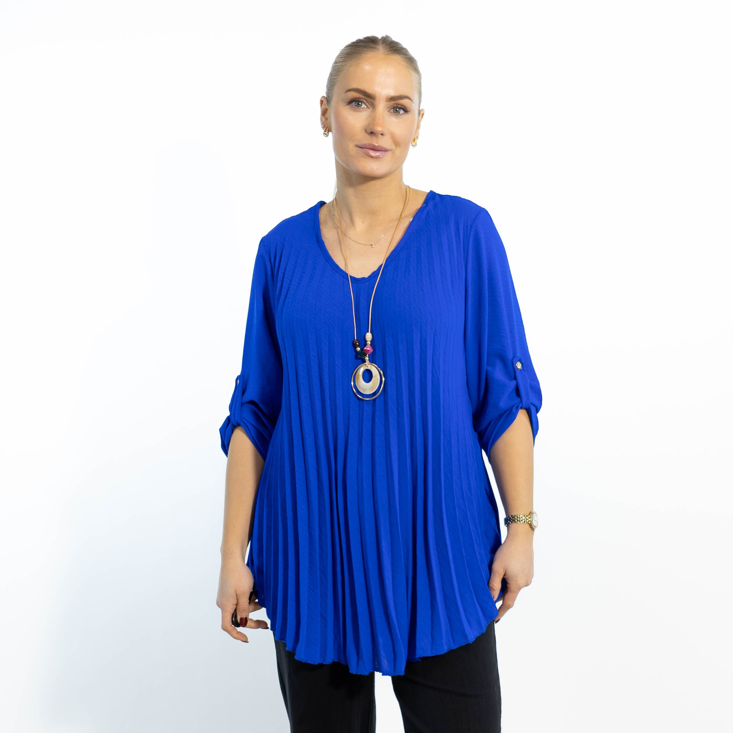 Judy plisse overdel m. kæde, Royal blue